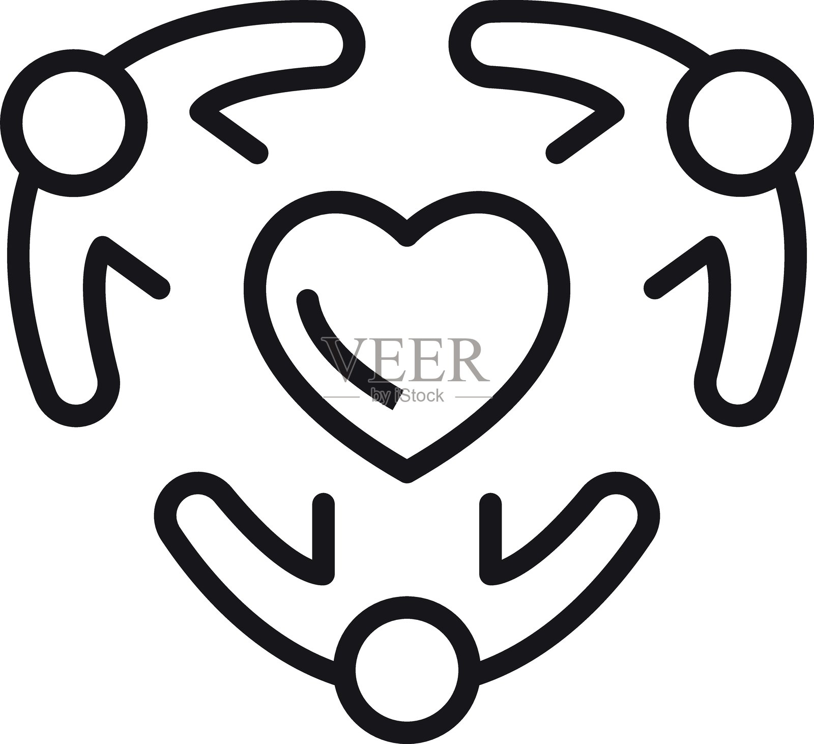 人们与心形插图的Unity图标,采用细线风格。插画图片素材