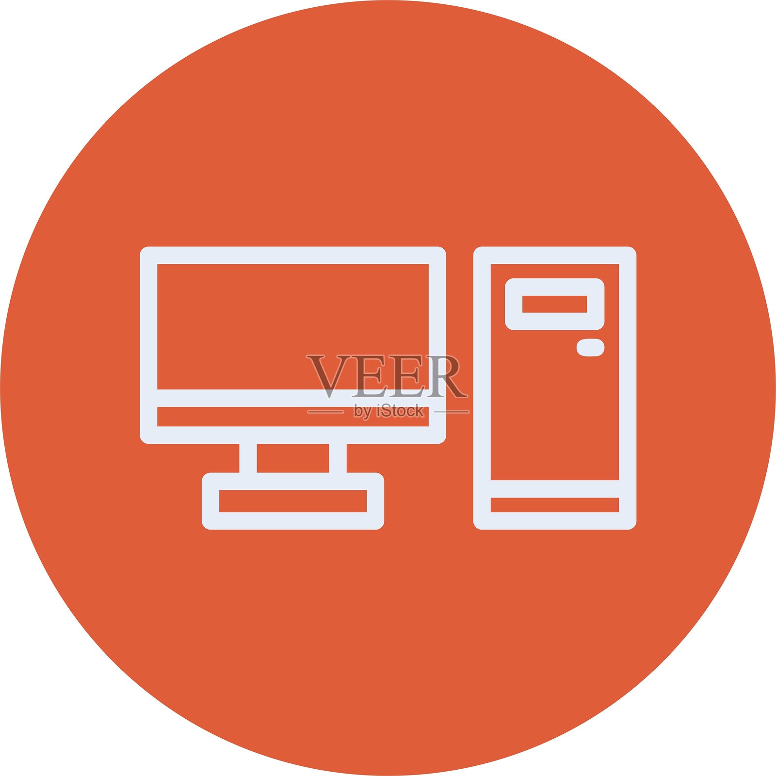 桌面电脑线条圆形风格图标设计插画图片素材