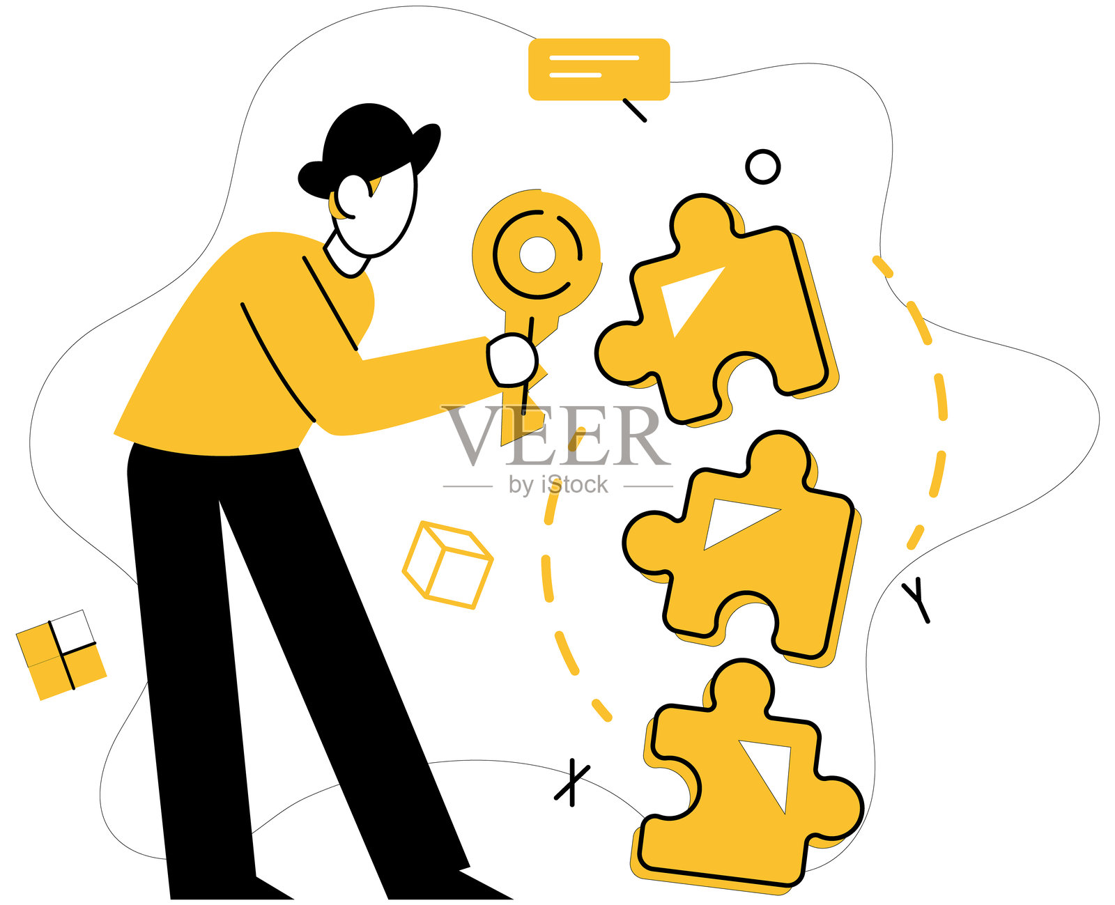 创造性解决方案。非凡的智慧是创造和实施智能解决方案的基石。插画图片素材