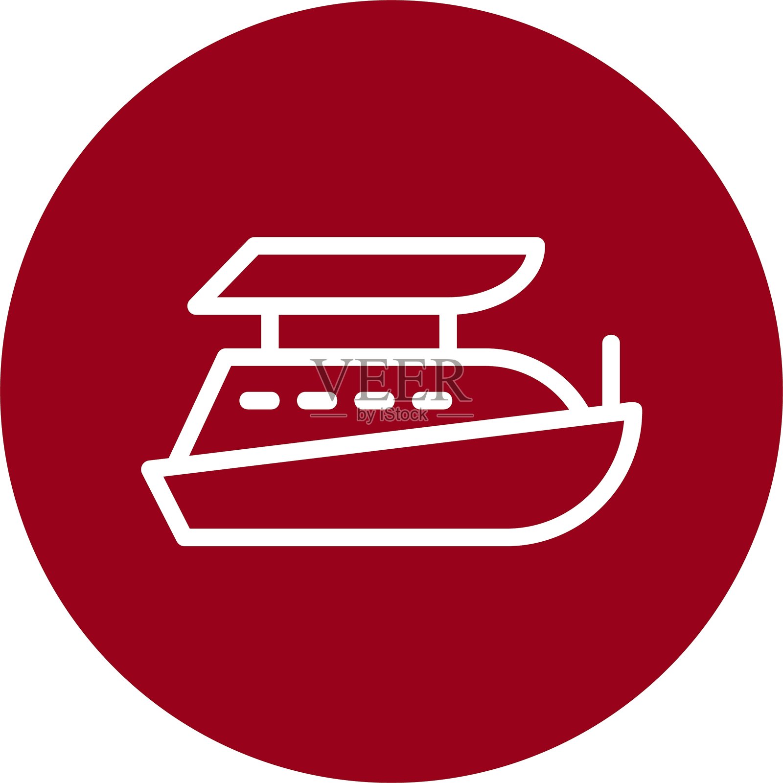 游艇线条圆形风格图标设计插画图片素材