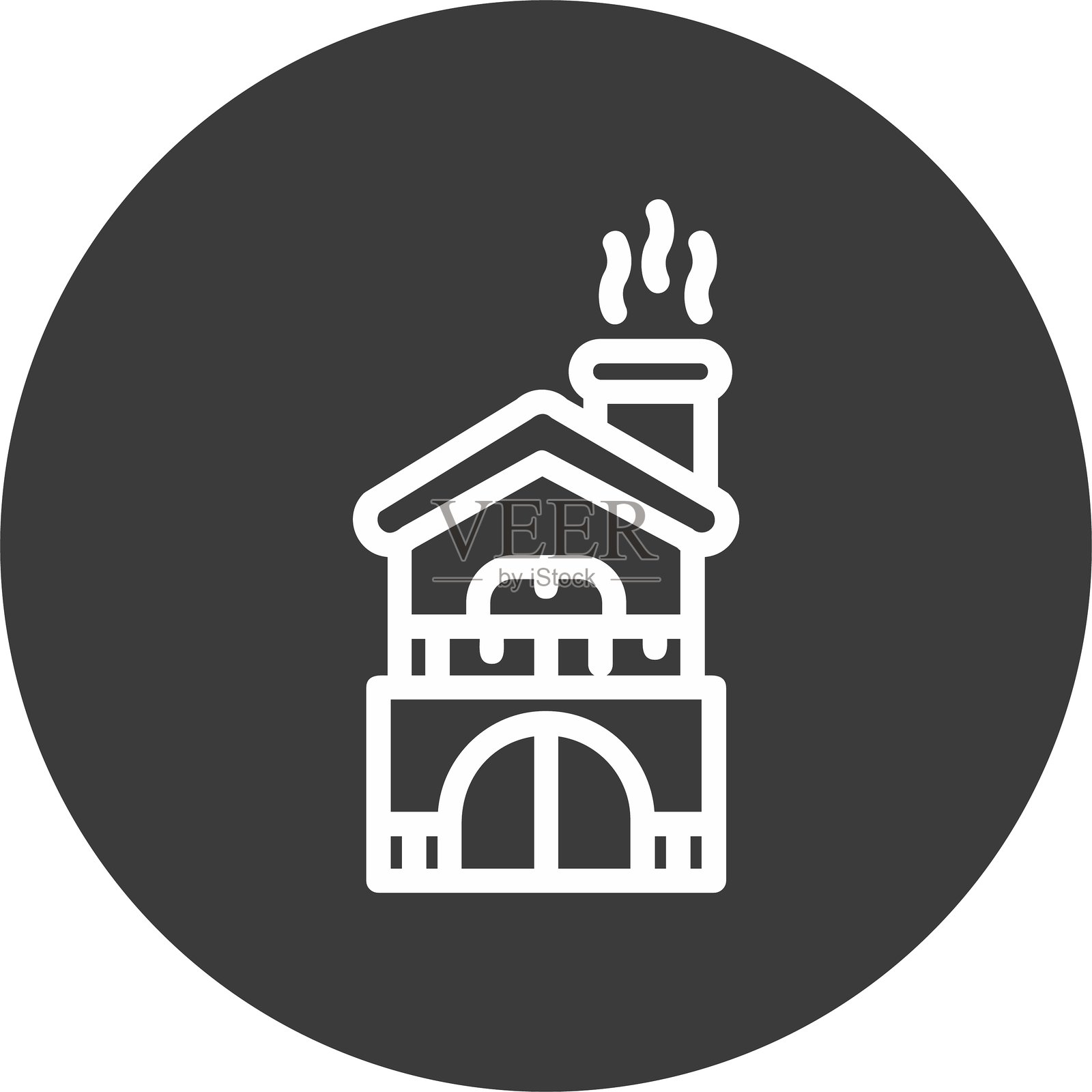 烟囱线条圆形风格图标设计插画图片素材