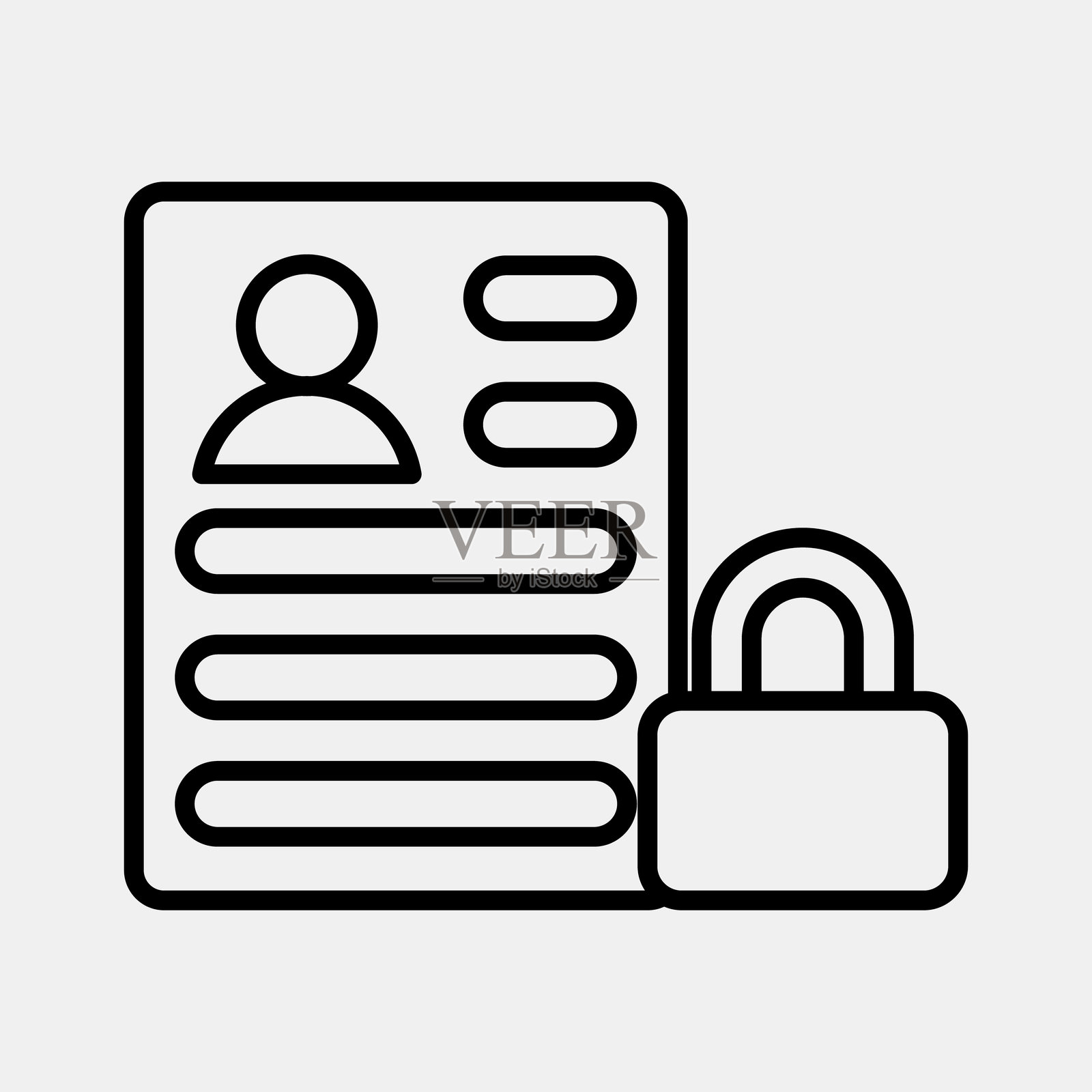 数据保护图标。互联网网络元素。线条风格图标。插画图片素材