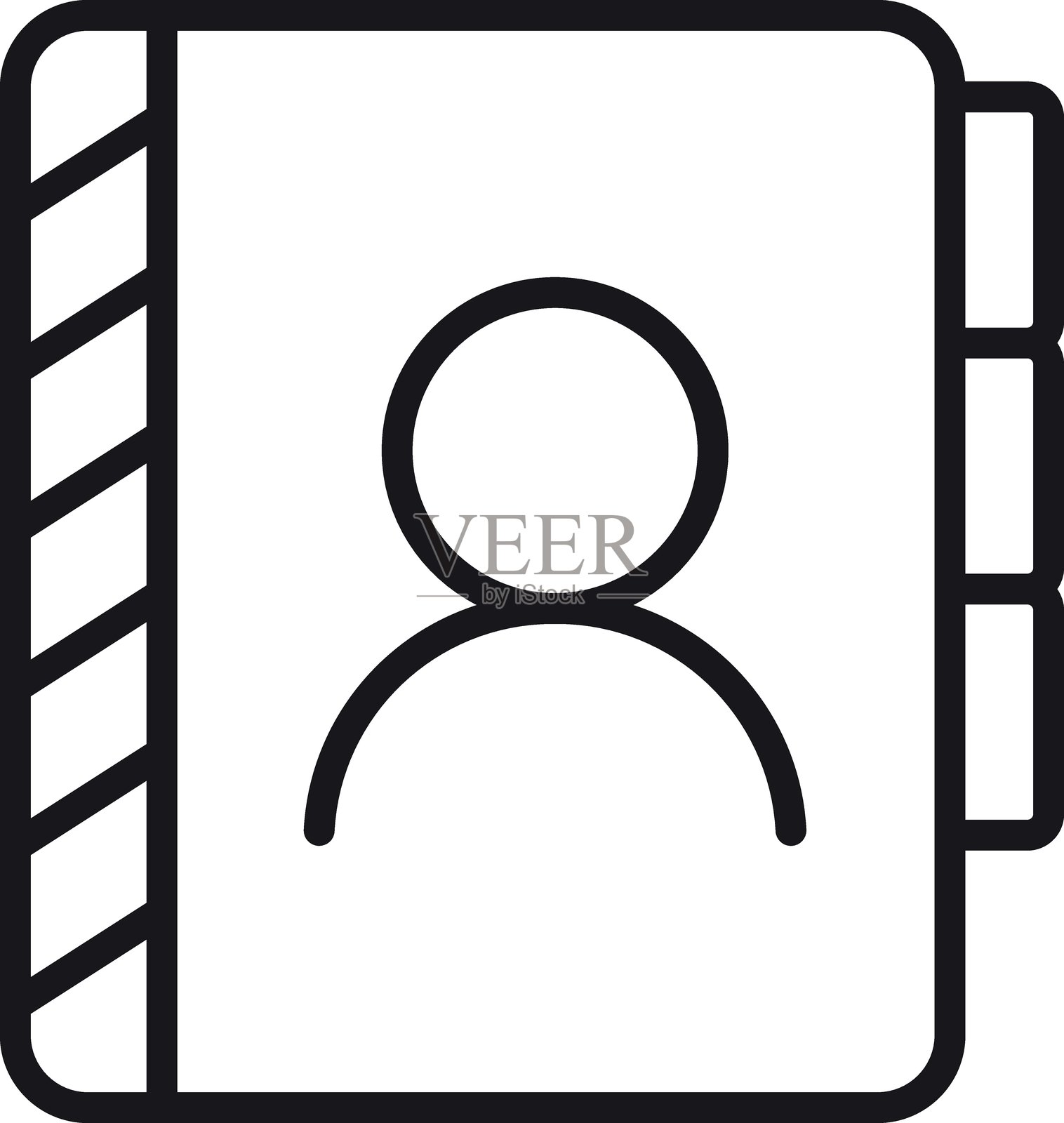 笔记本封面设计上的用户头像图标,采用细线风格。插画图片素材