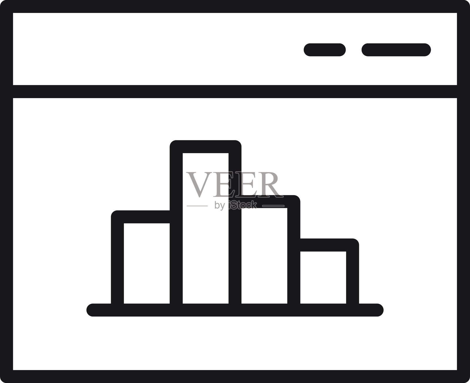 数据分析的图形表示,采用细线风格的条形图和网格布局。插画图片素材