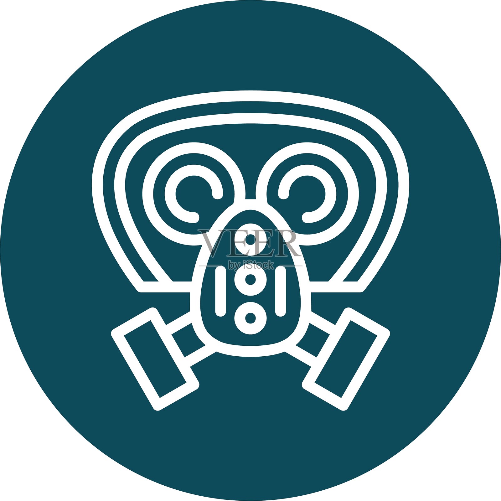 防毒面具滤芯线条圆形风格图标设计插画图片素材