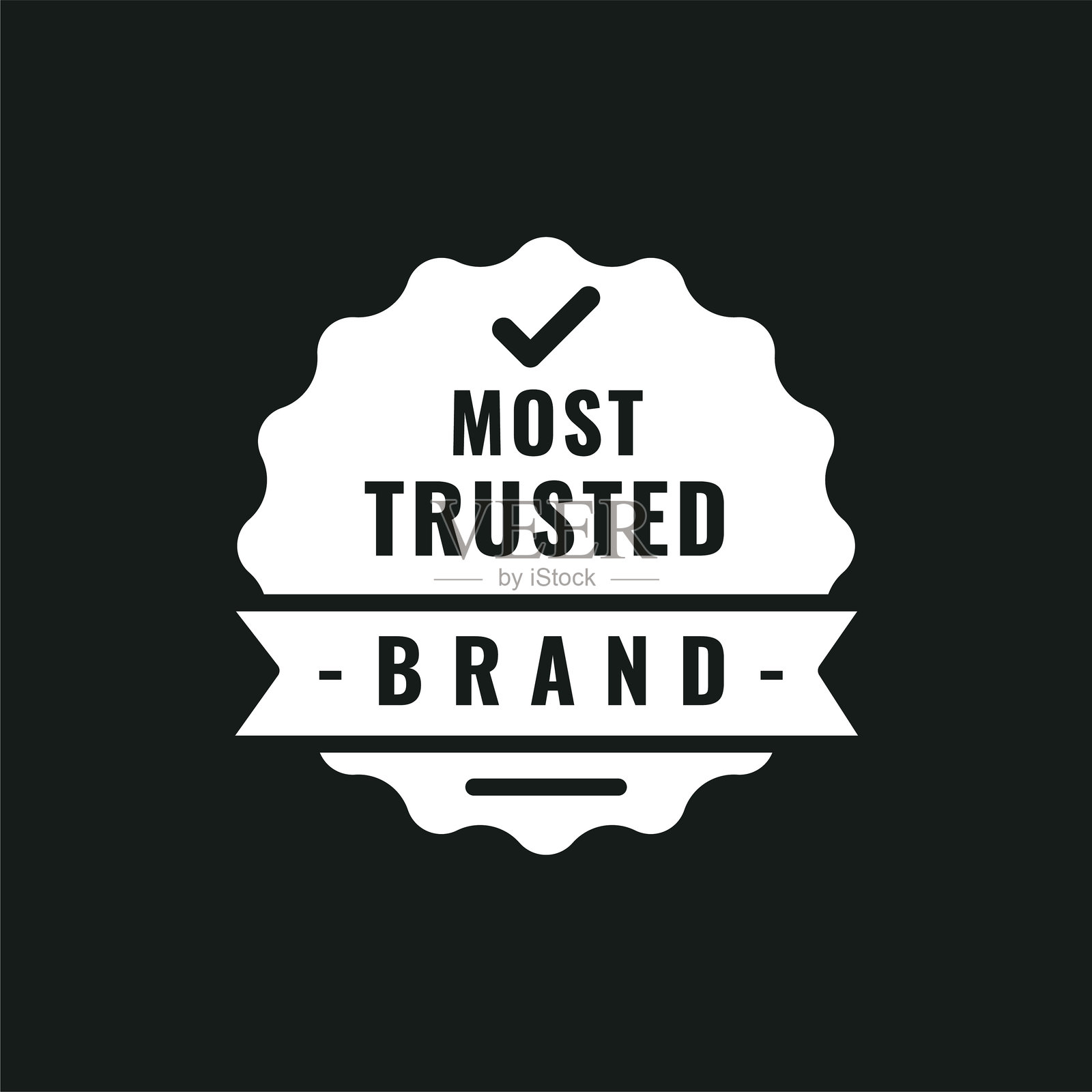 平面认证的最受信赖品牌贴纸设计插画图片素材