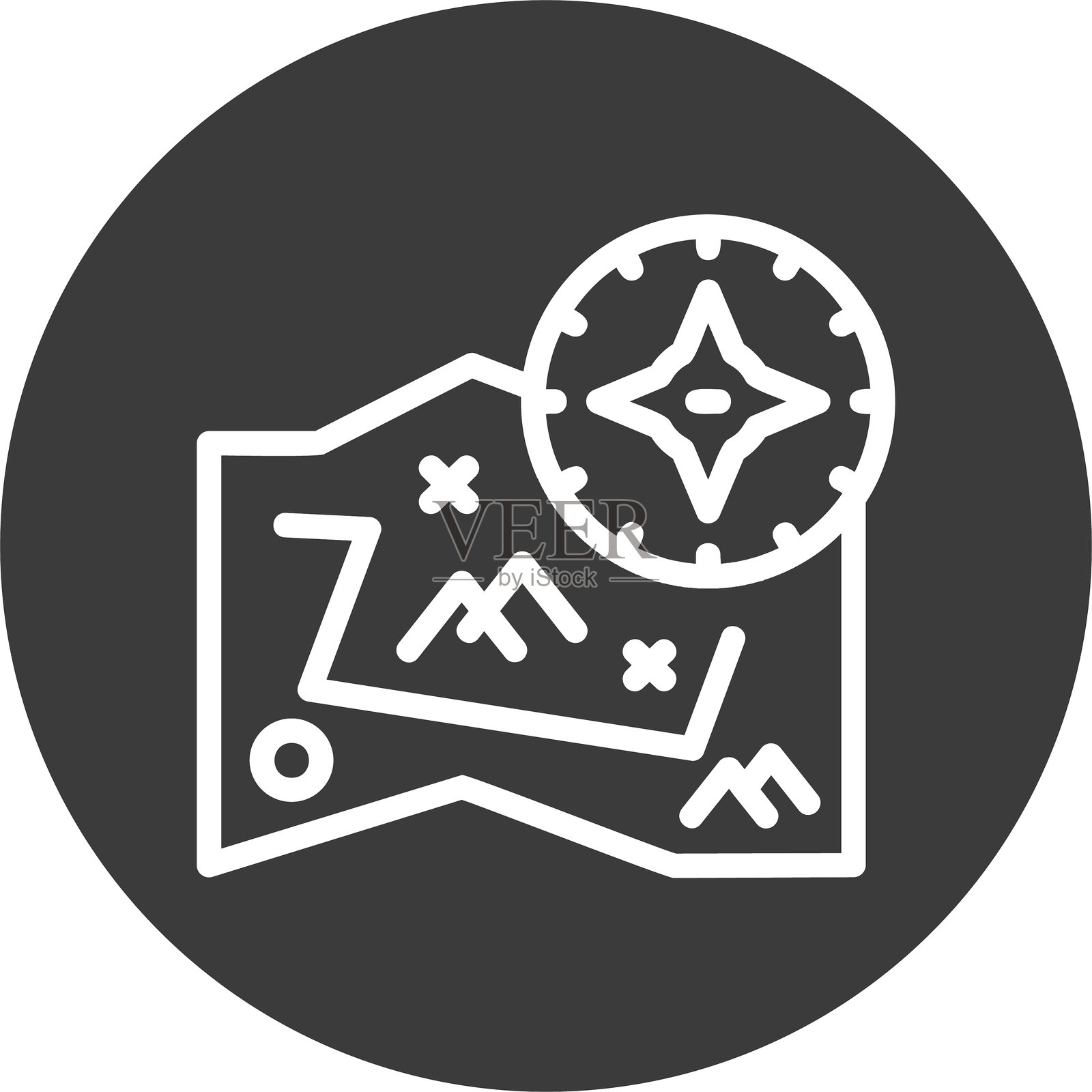 航海地图线圈风格图标设计插画图片素材