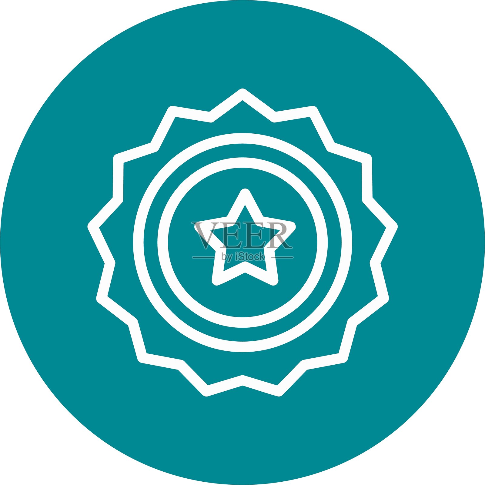 警长徽章线条圆形风格图标设计插画图片素材