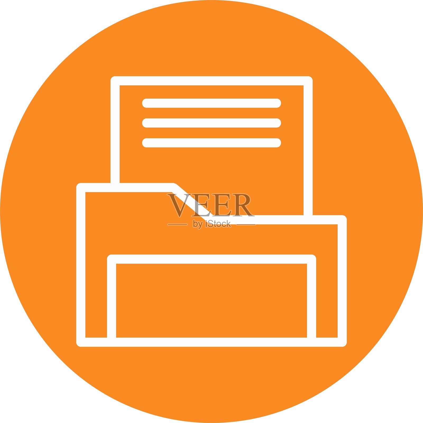 文件夹线条圆形风格图标设计插画图片素材