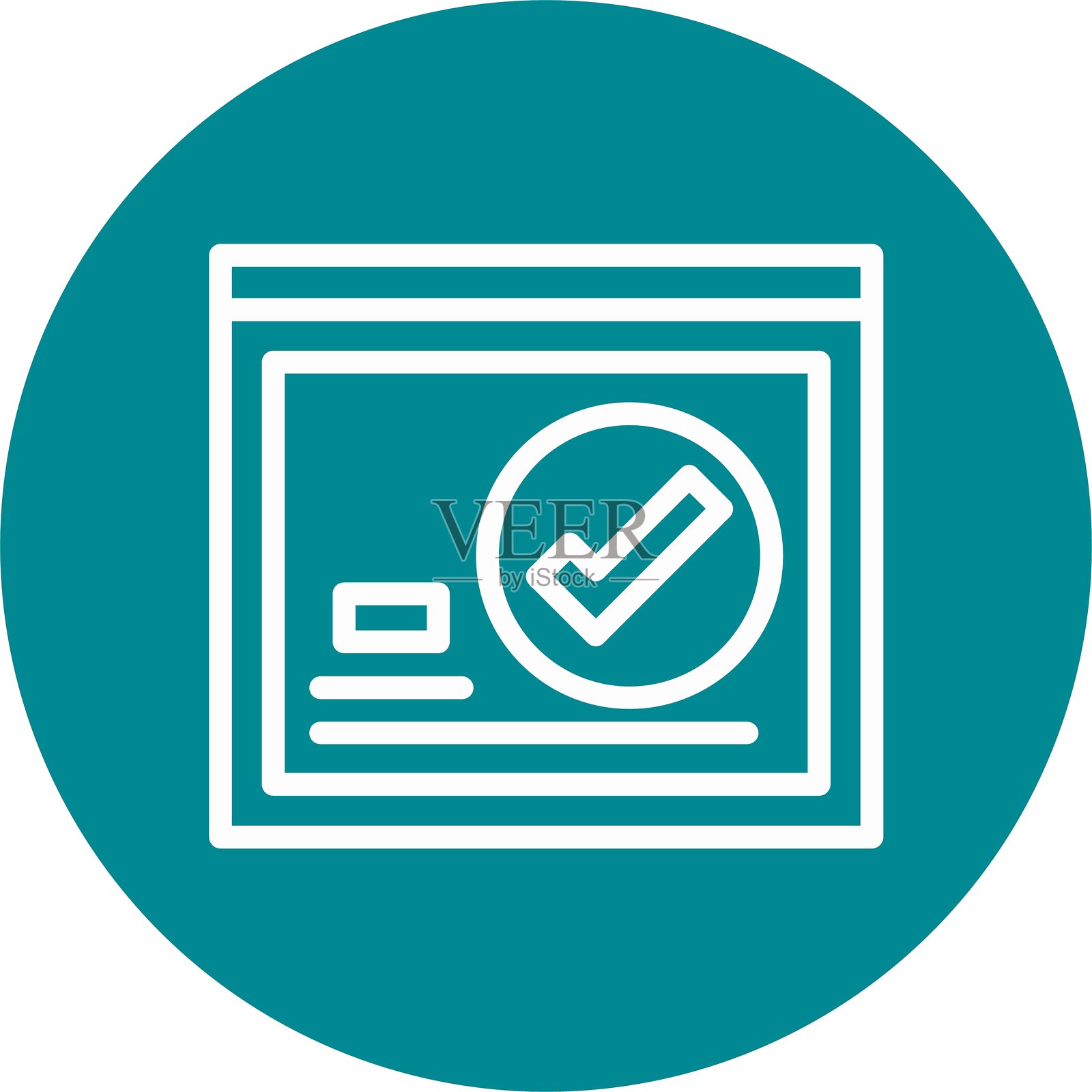 勾选线条圆形风格图标设计插画图片素材