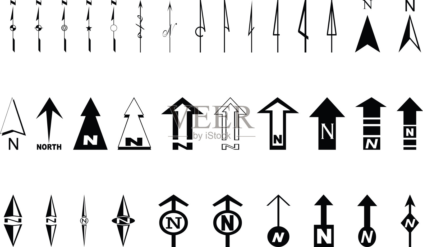 指南针图标集库存插图集插画图片素材