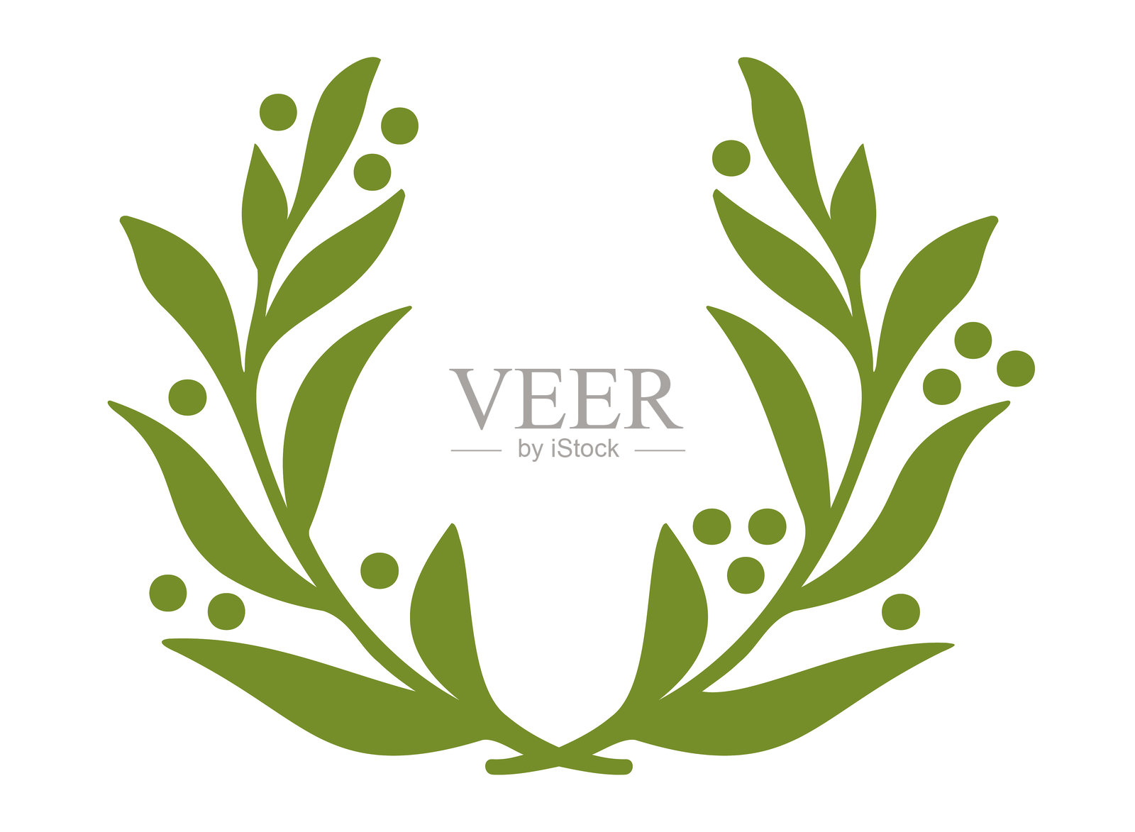 绿月桂冠的矢量图标。复古风格的绿月桂冠徽章。插画图片素材