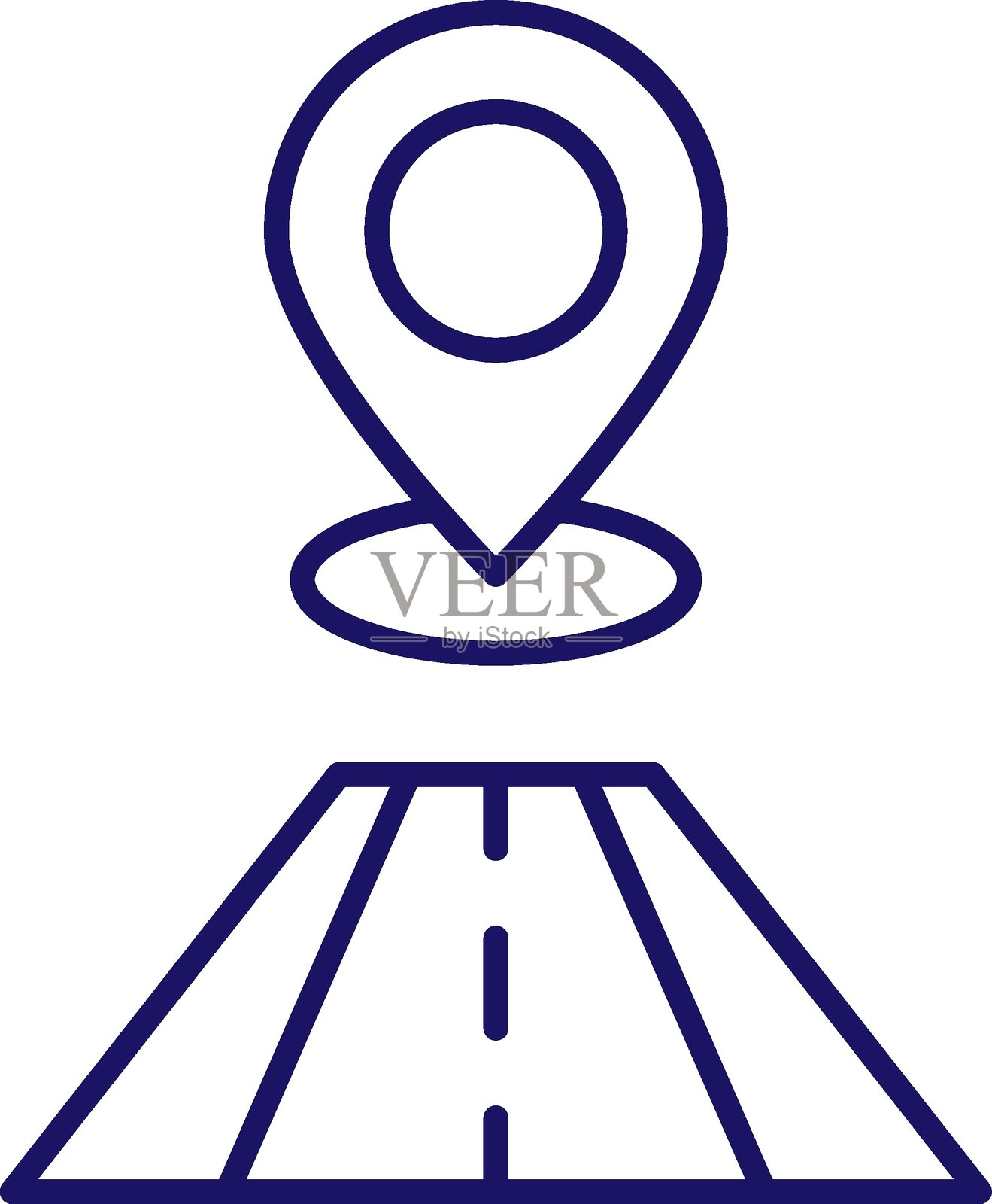 路线、道路和地图图钉的极简细线图标,适用于网页和图形设计、应用程序、横幅、社交网络和卡片插画图片素材