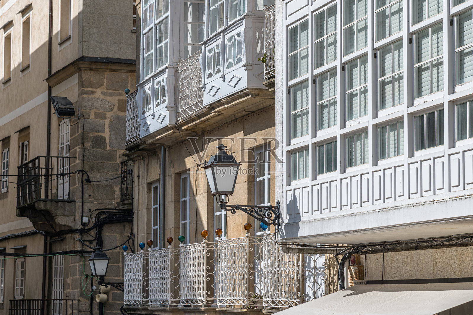 西班牙加利西亚维韦罗老城的建筑照片摄影图片