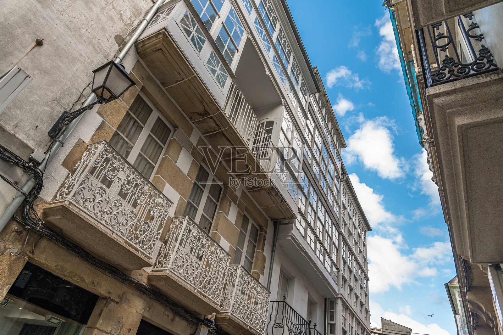 西班牙加利西亚维韦罗老城的建筑照片摄影图片