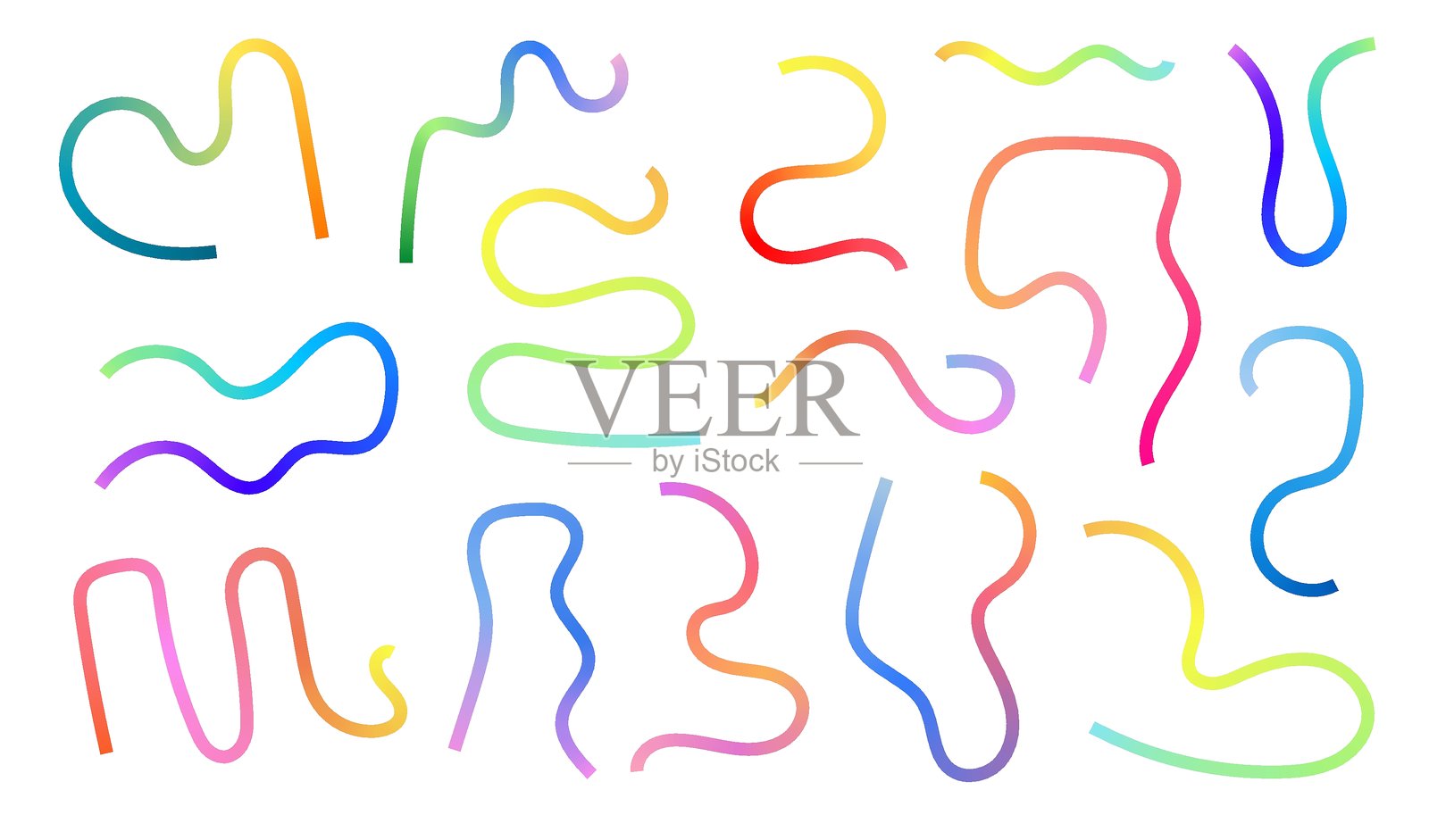 液体渐变线条集合。波浪流体矢量形状集插画图片素材