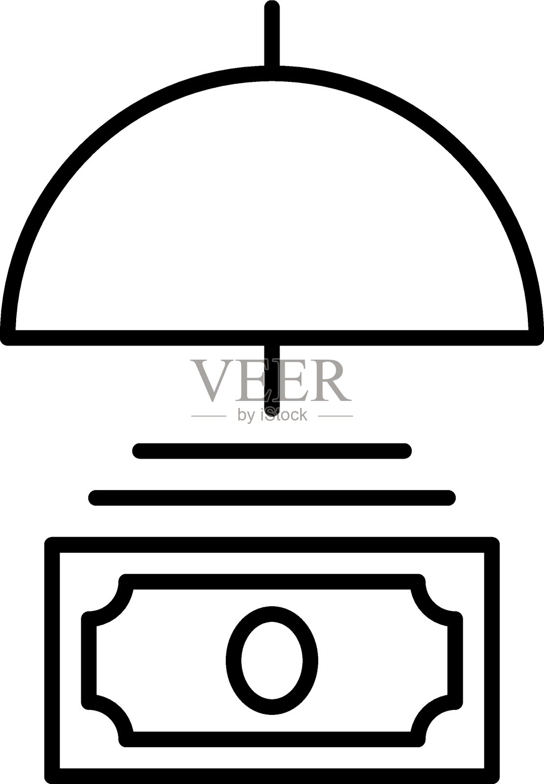 伞下的钱 简约细线图标 适合用于网站、书籍、卡片、应用程序插画图片素材