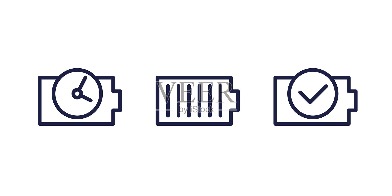 白色背景上的电池充电时间线图标插画图片素材