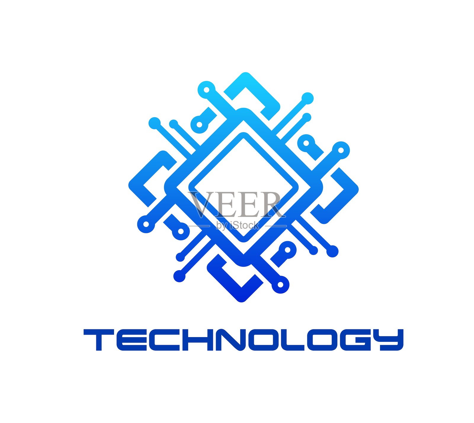 计算机芯片,人工智能技术图标计算机芯片组插画图片素材