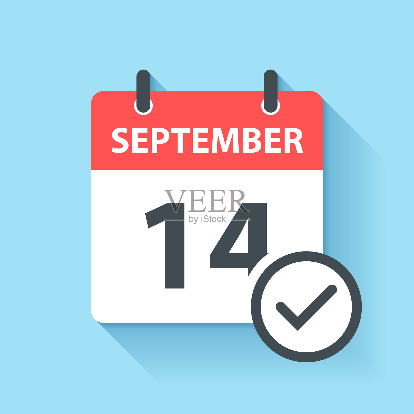 九月十四日 - 扁平设计风格的日历图标插画图片素材