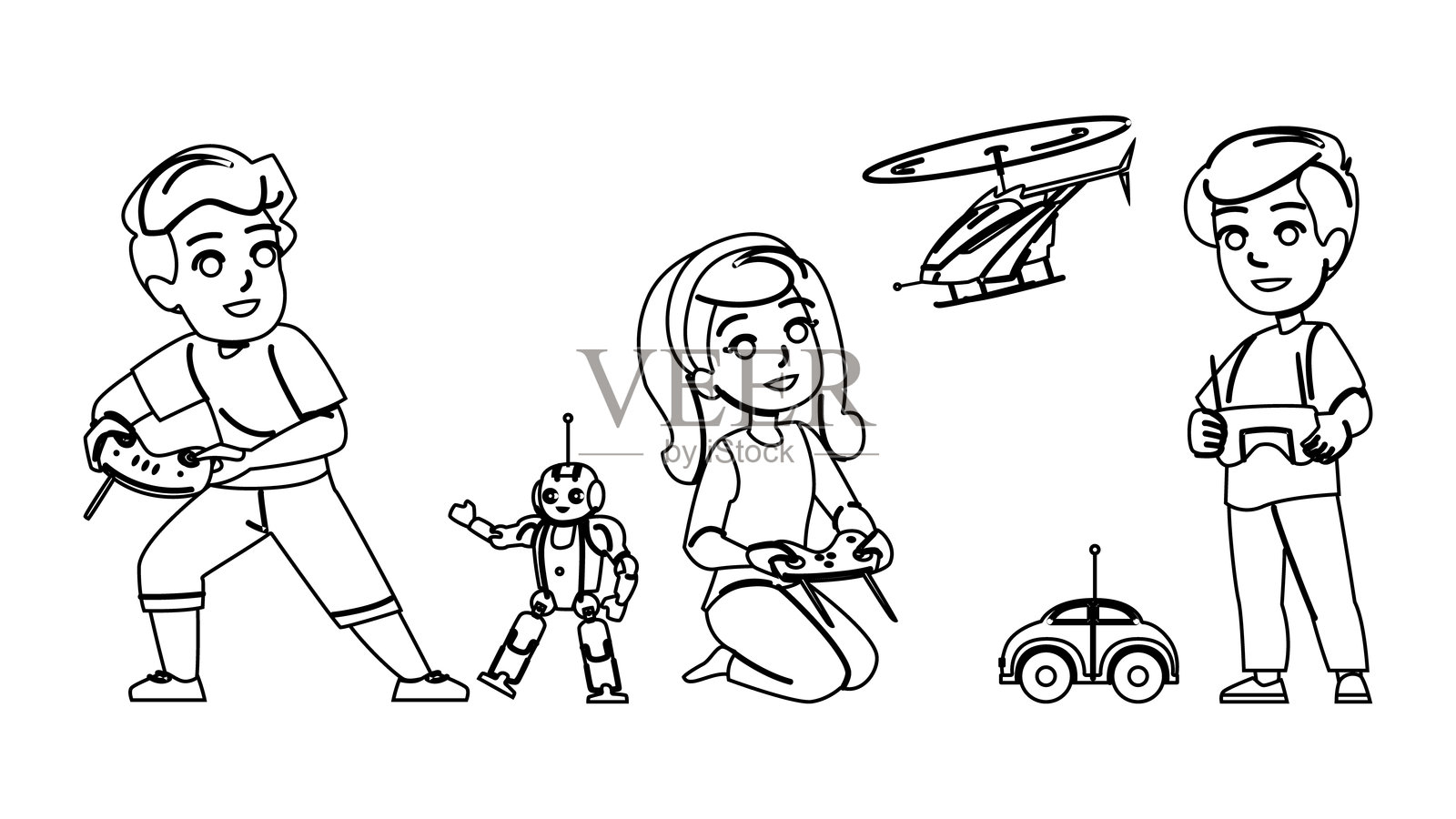 遥控直升机玩具矢量图插画图片素材