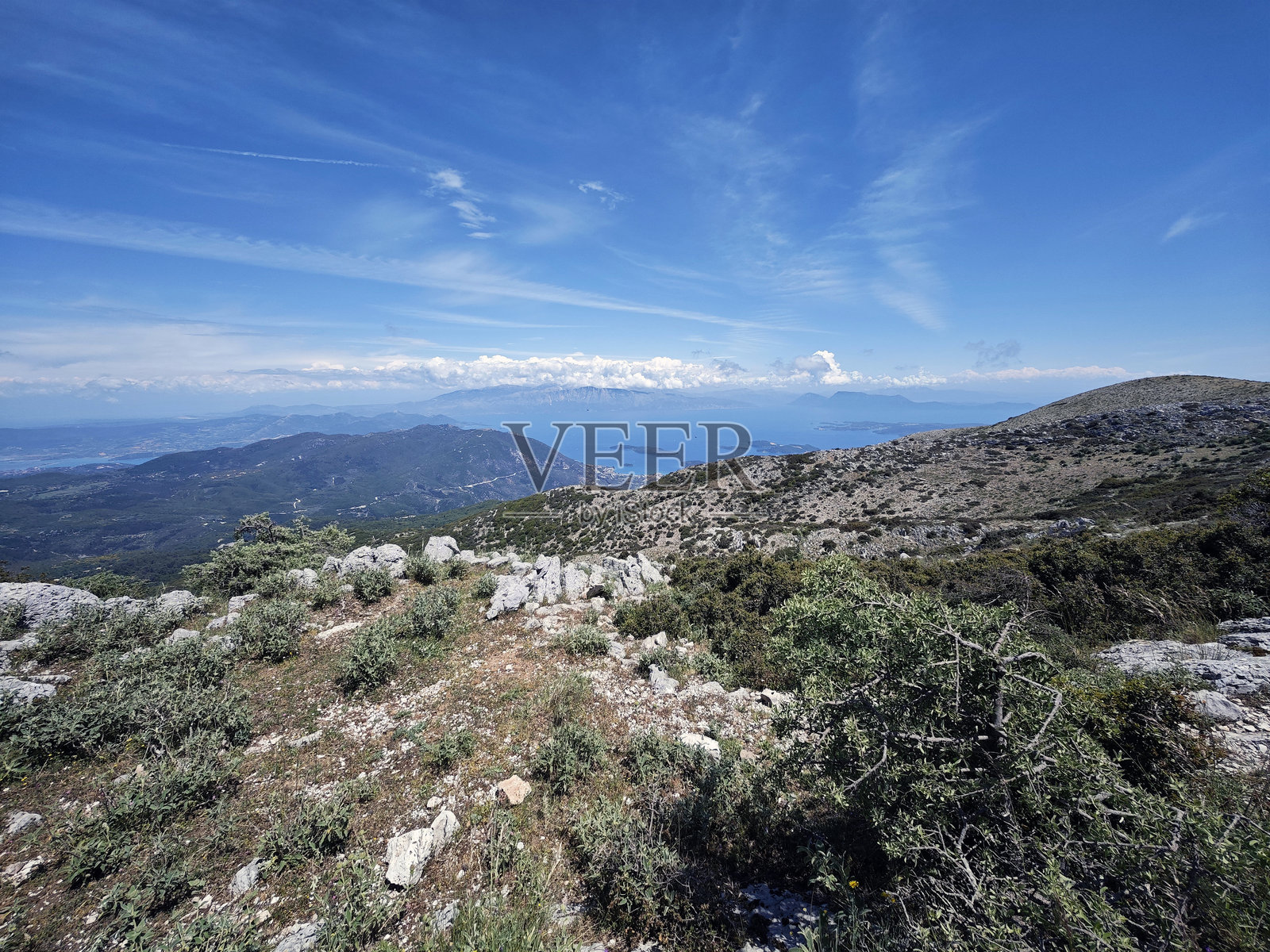 从高处俯瞰莱夫卡斯岛照片摄影图片