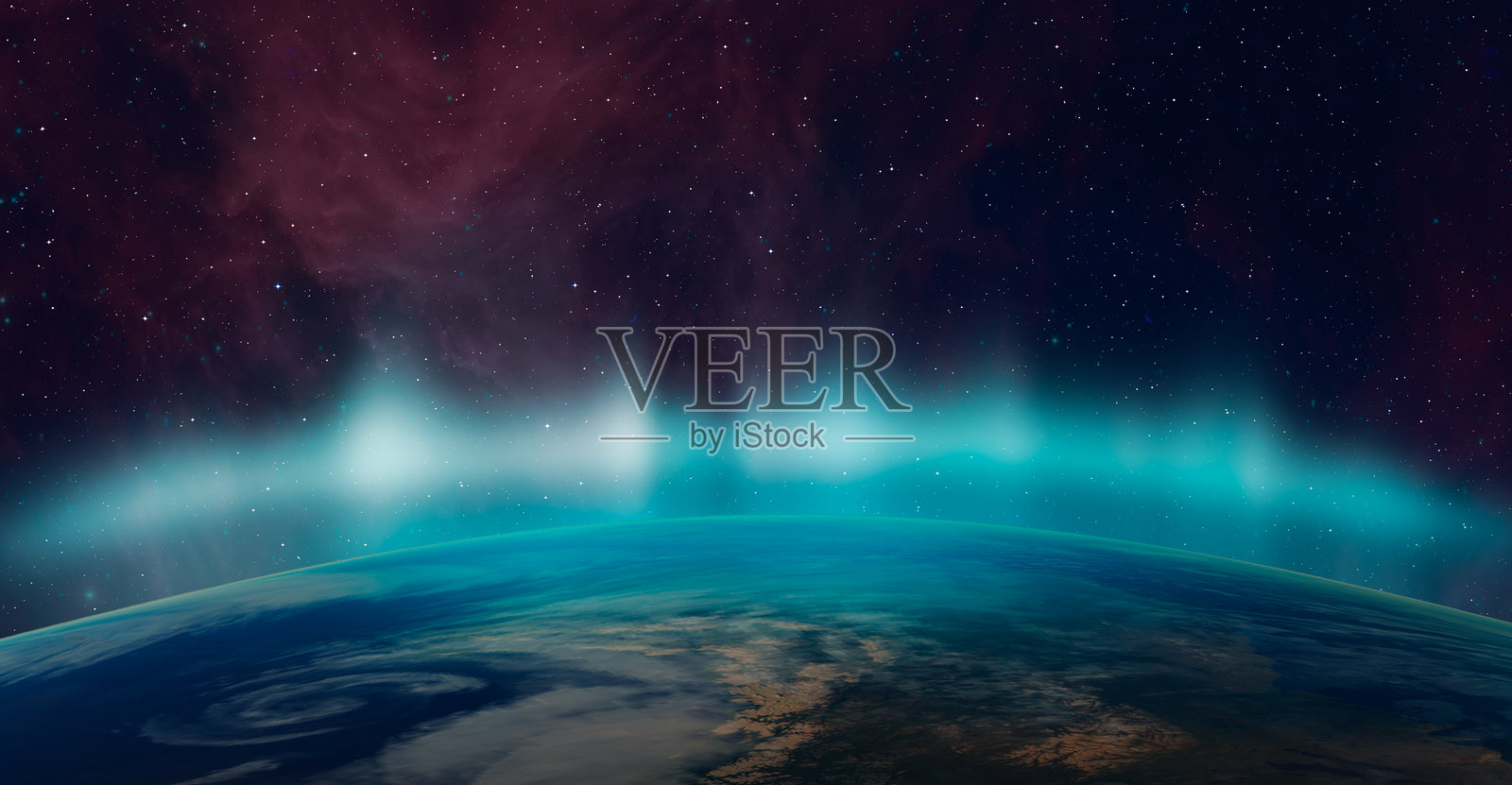 北极光在地球上空绚丽绽放照片摄影图片