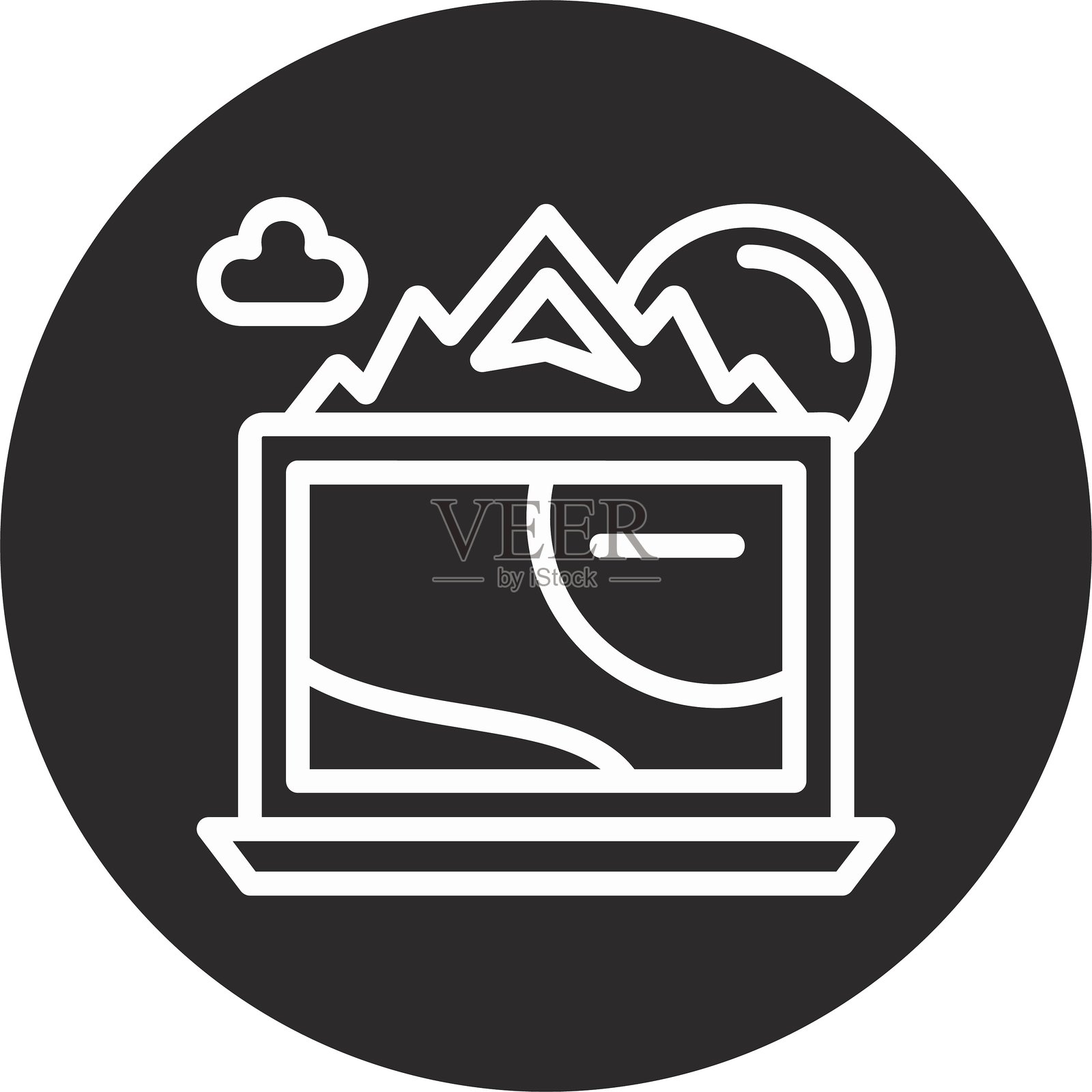 随时随地工作 反向圆形 黑色插画图片素材