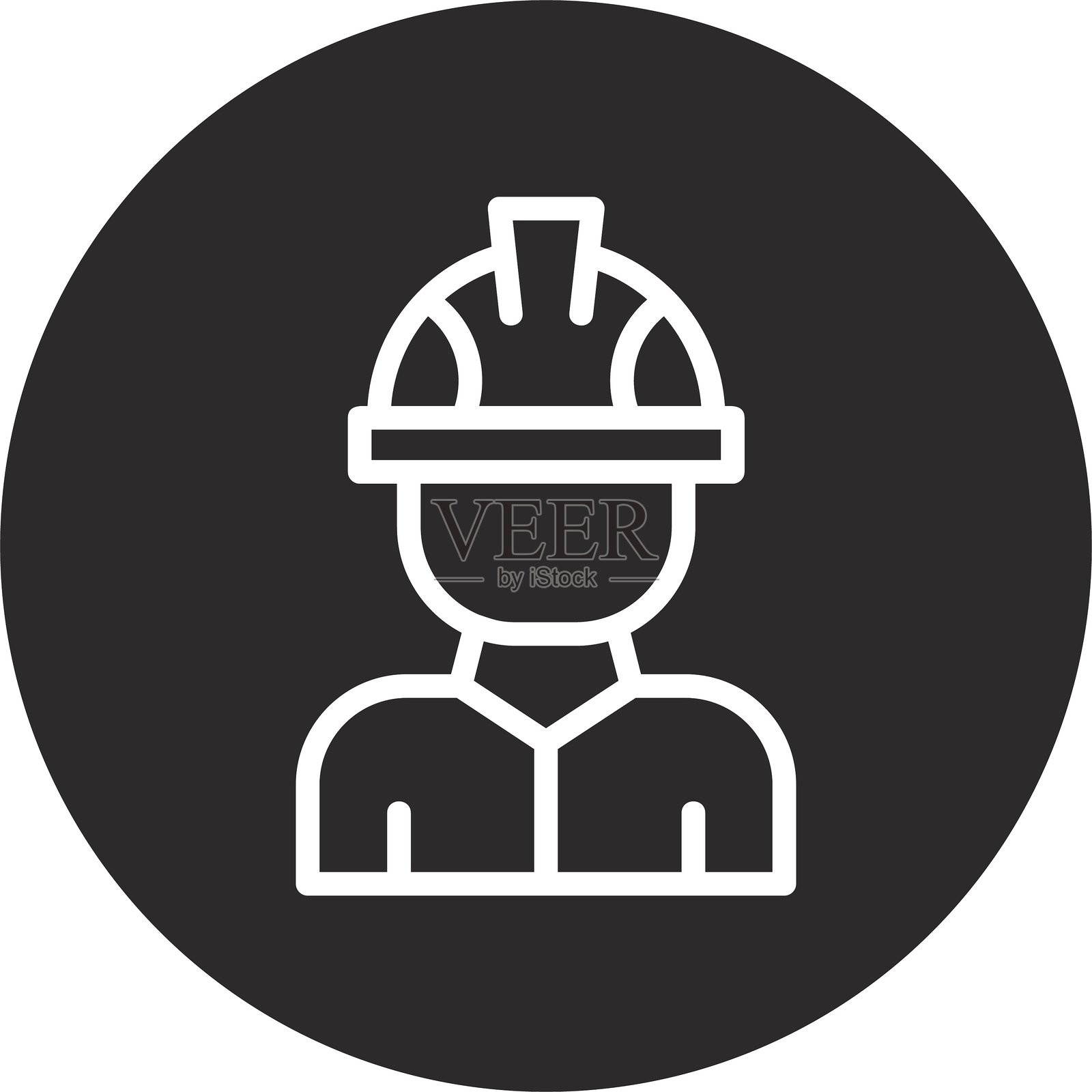 工厂工人倒置的黑色圆圈插画图片素材