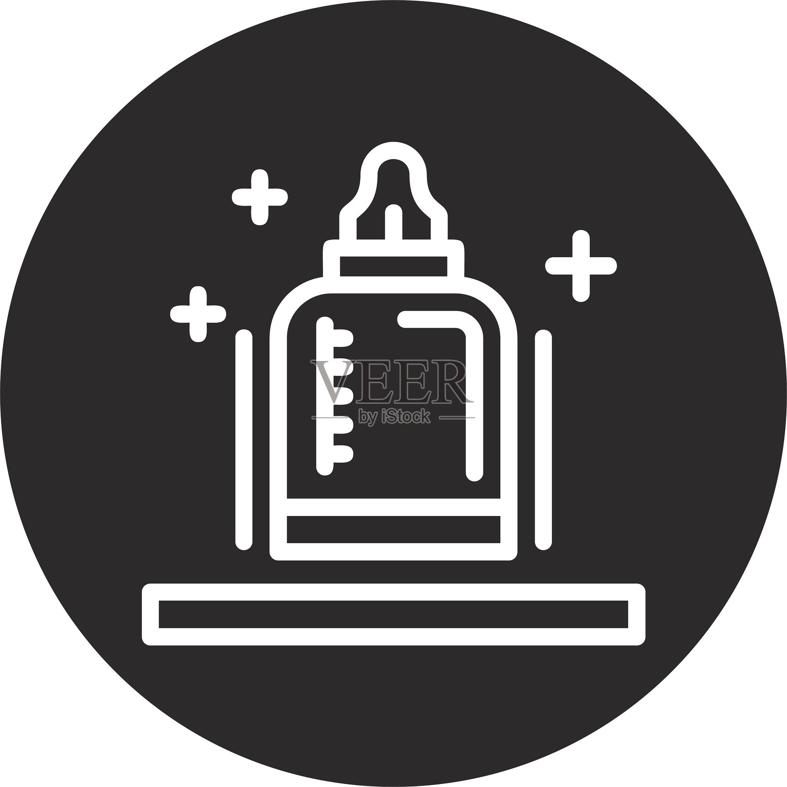 黑色倒置圆形婴儿奶瓶插画图片素材