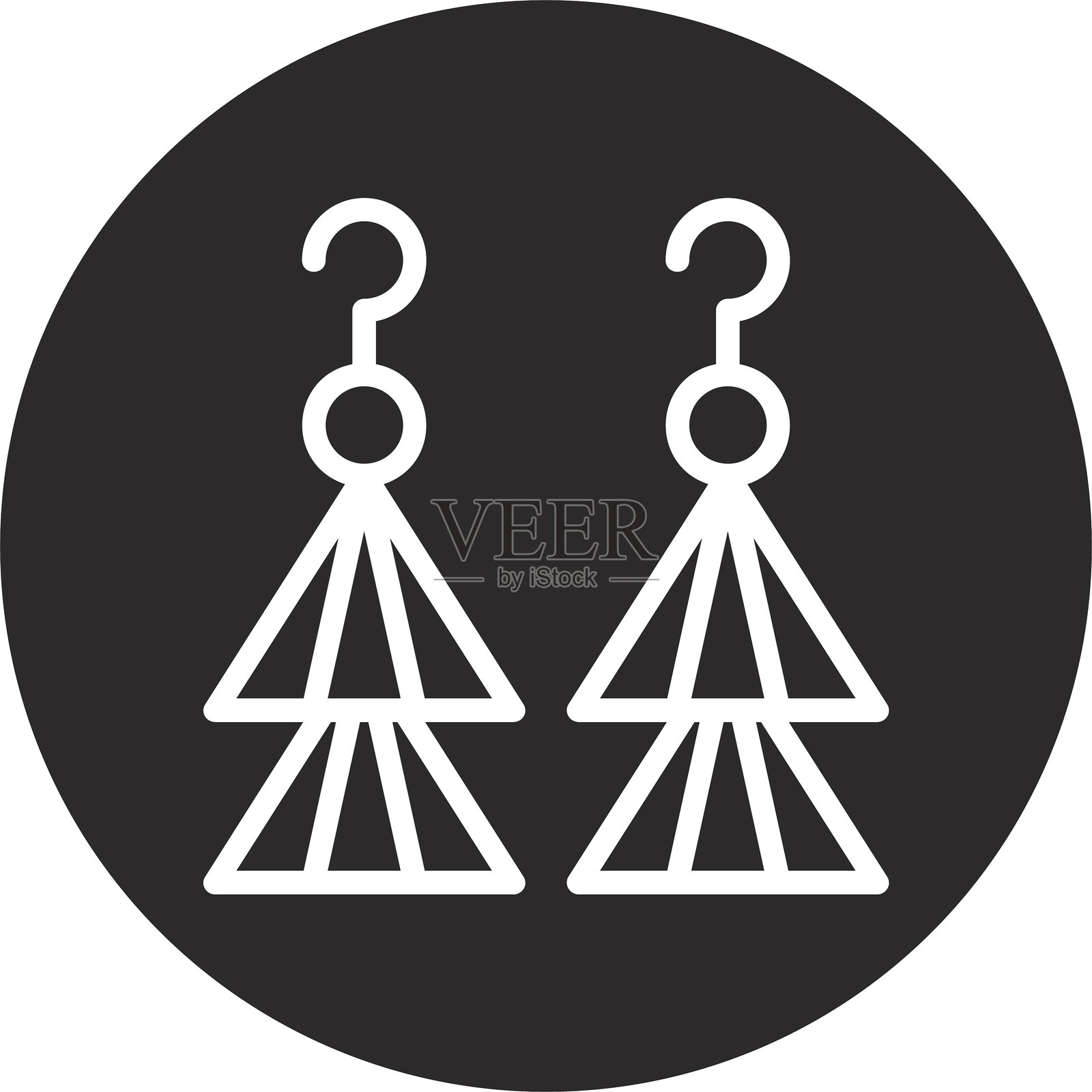 黑色倒圆圈流苏耳环插画图片素材