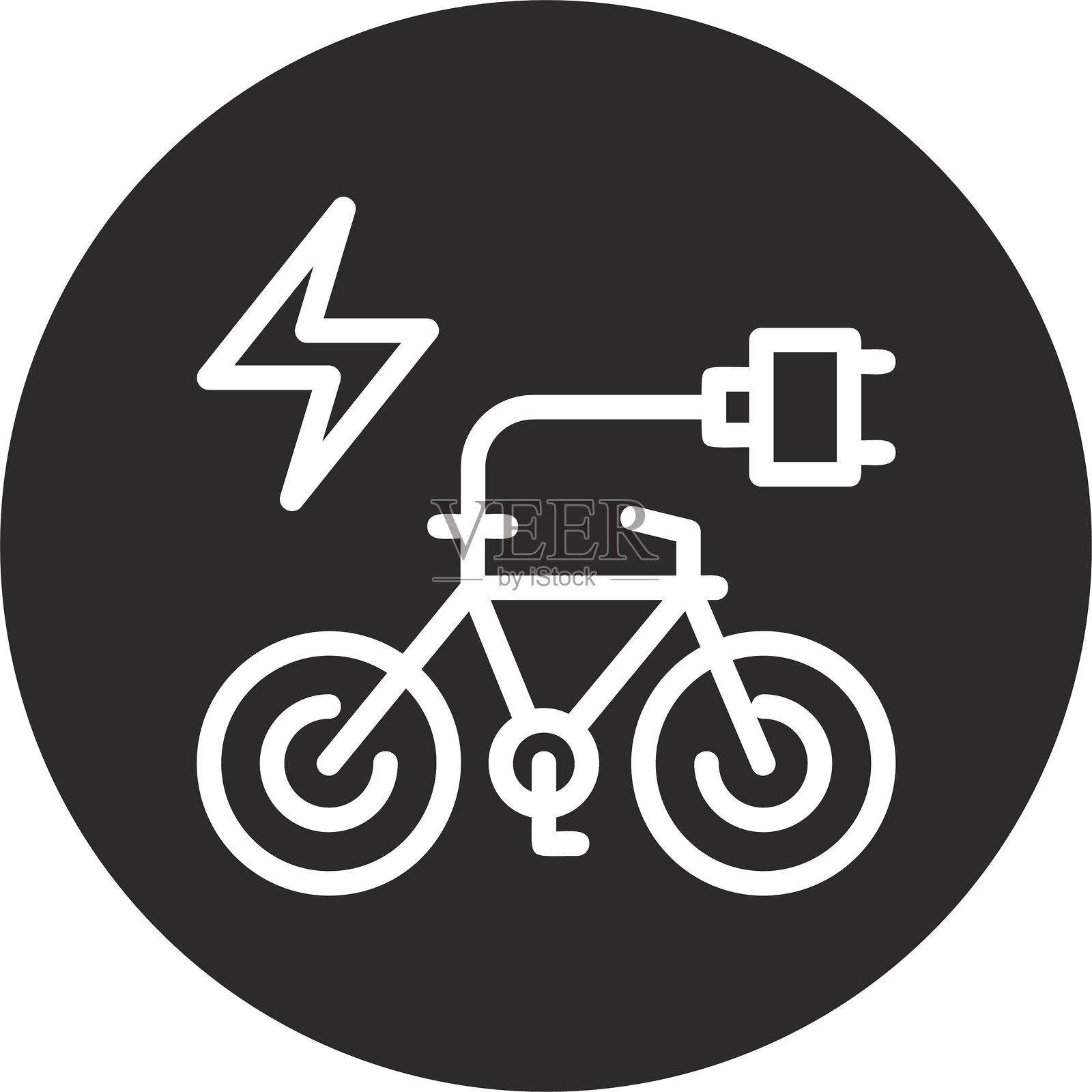 黑色电动自行车倒圆圈插画图片素材