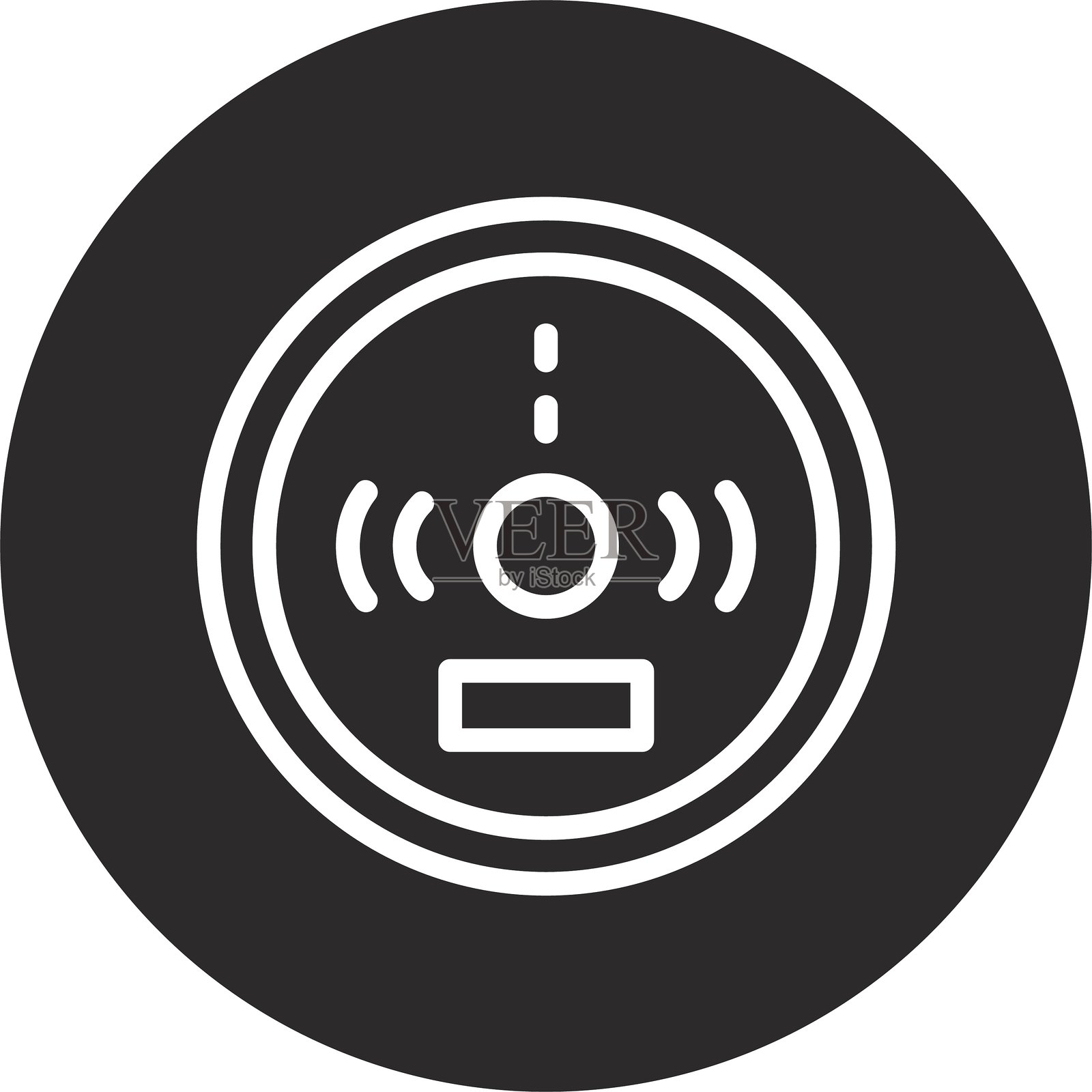 黑色倒圆形一氧化碳探测器插画图片素材