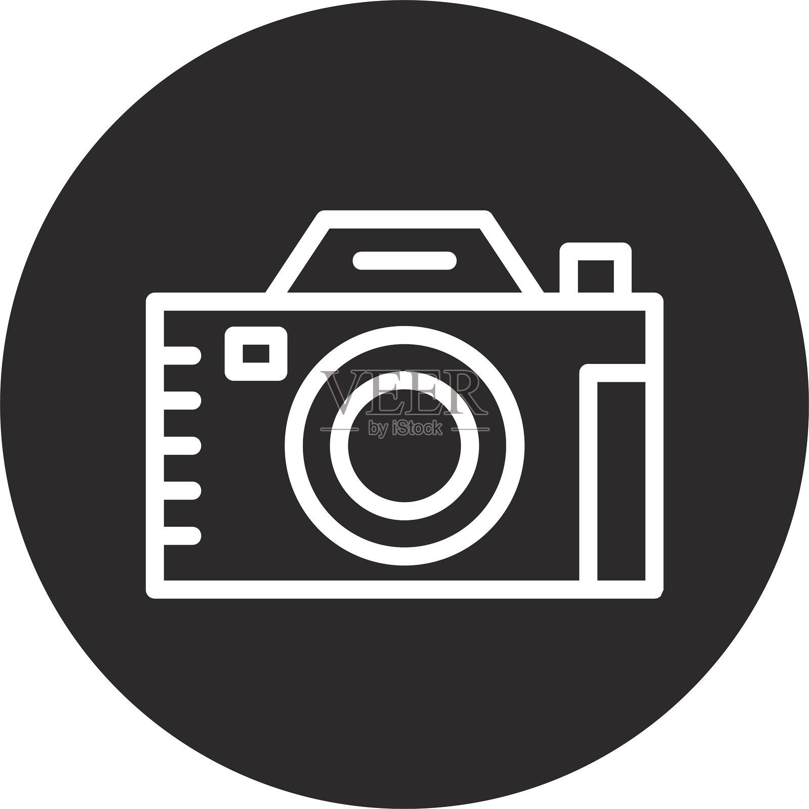 相机闪光灯倒置的黑色圆圈插画图片素材