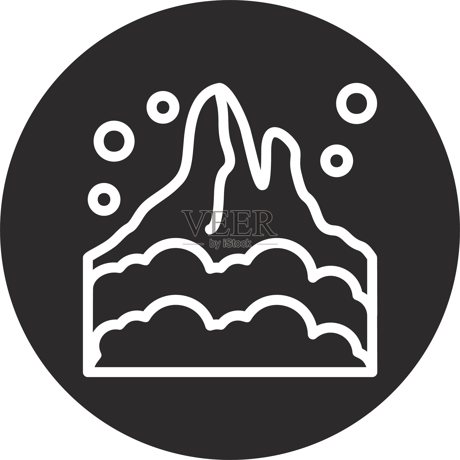 冬季雪山倒圆圈黑色插画图片素材