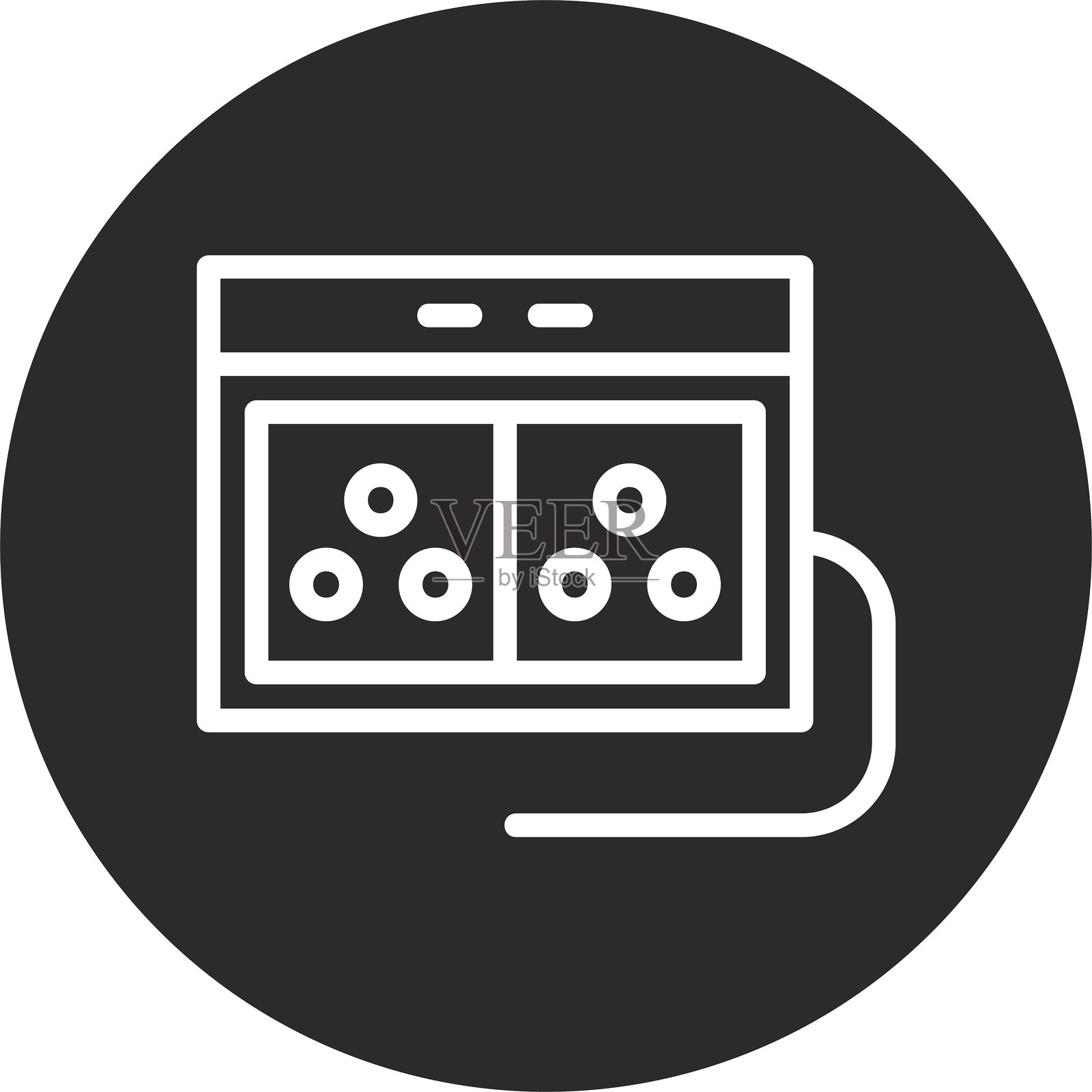 黑色倒圆形插线板插画图片素材