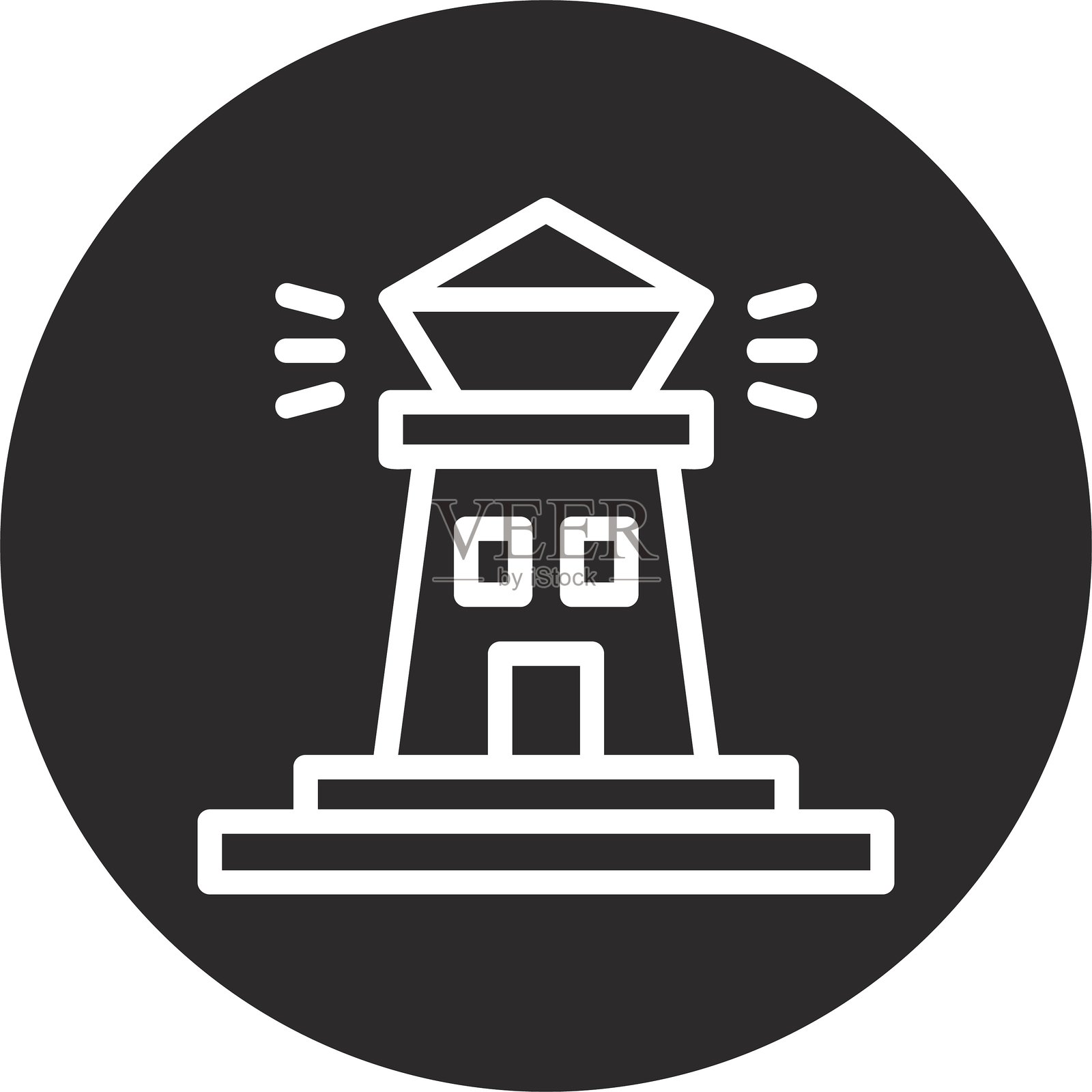 黑色倒置圆形灯塔插画图片素材