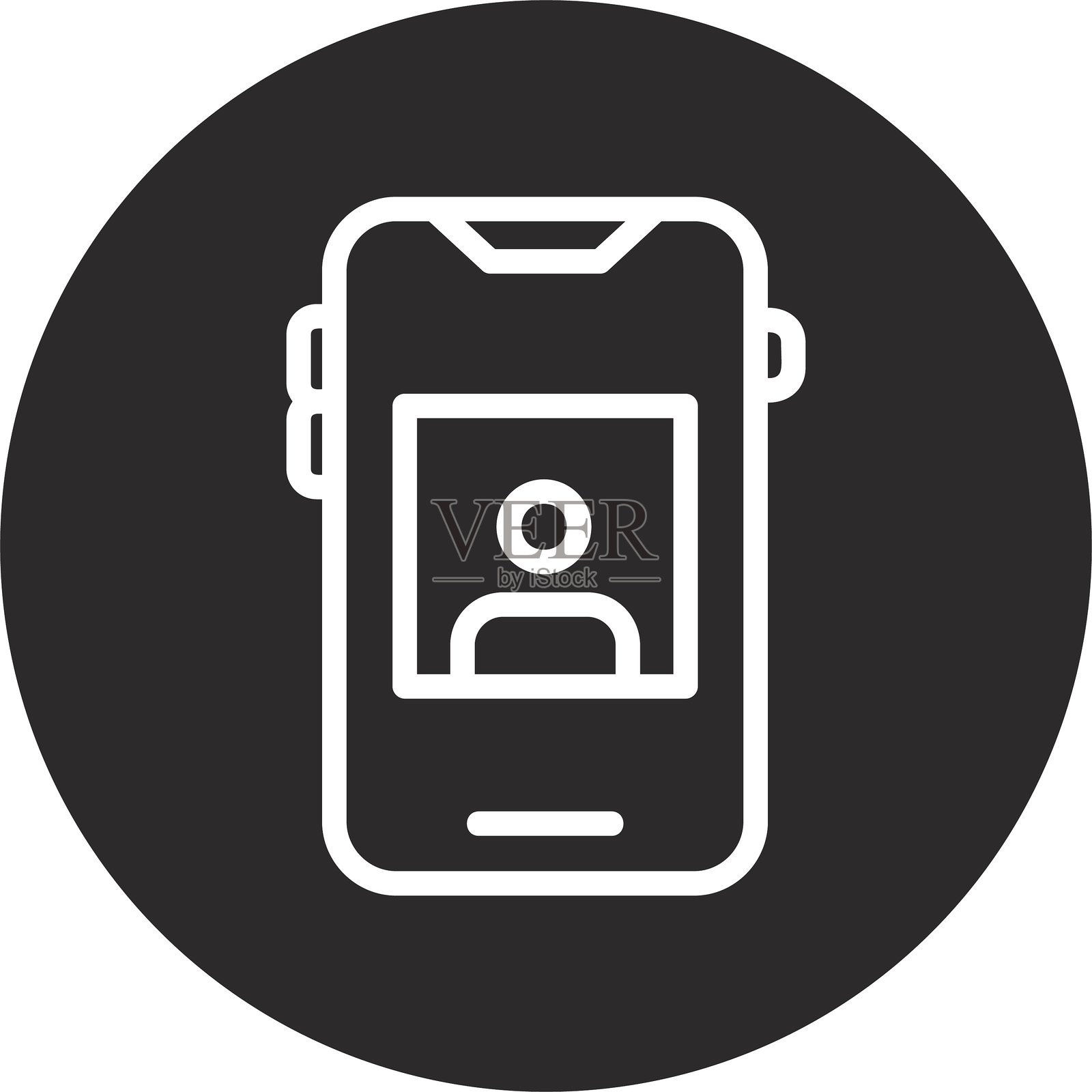 黑色倒圆形智能手机插画图片素材