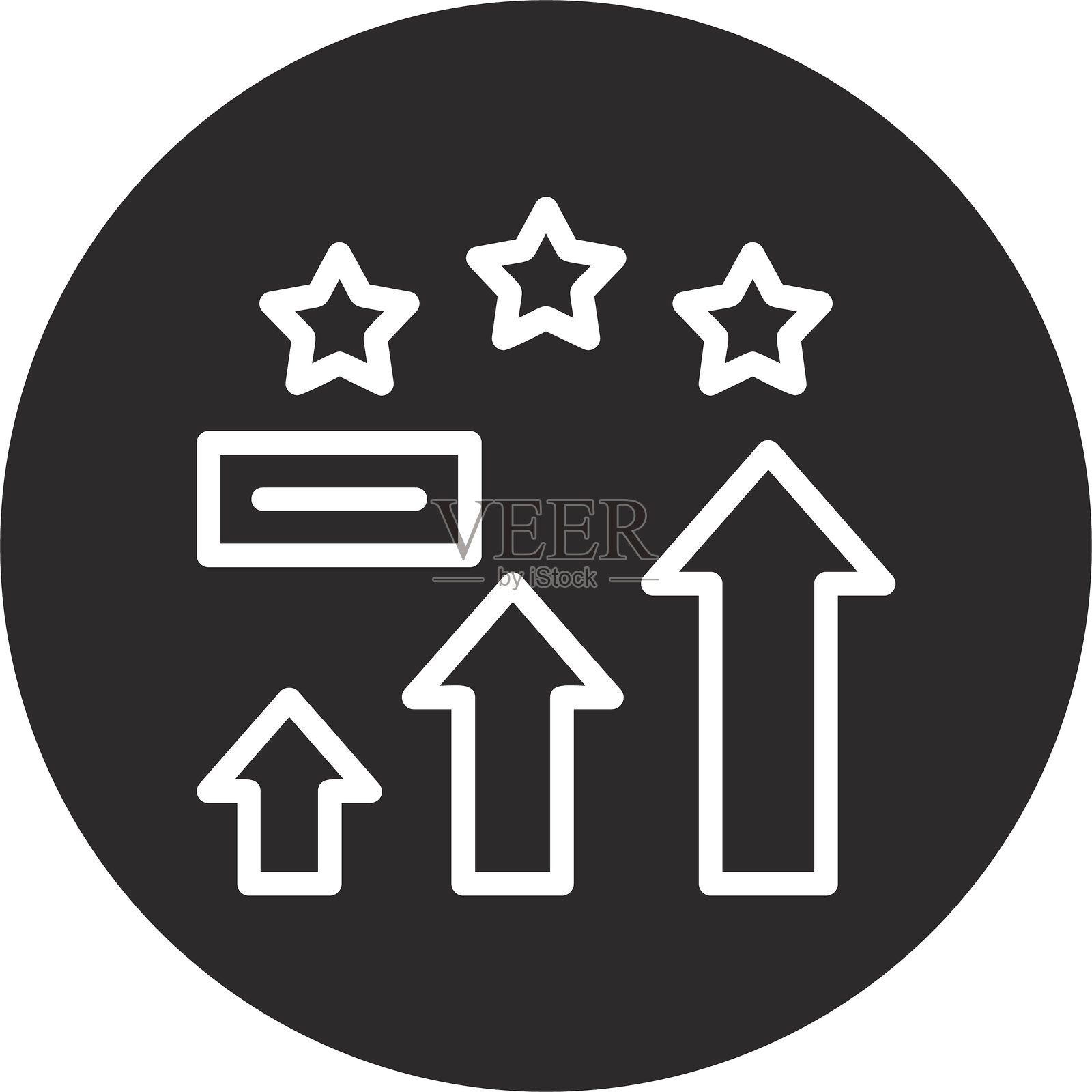 达到上升的倒圆圈黑色插画图片素材