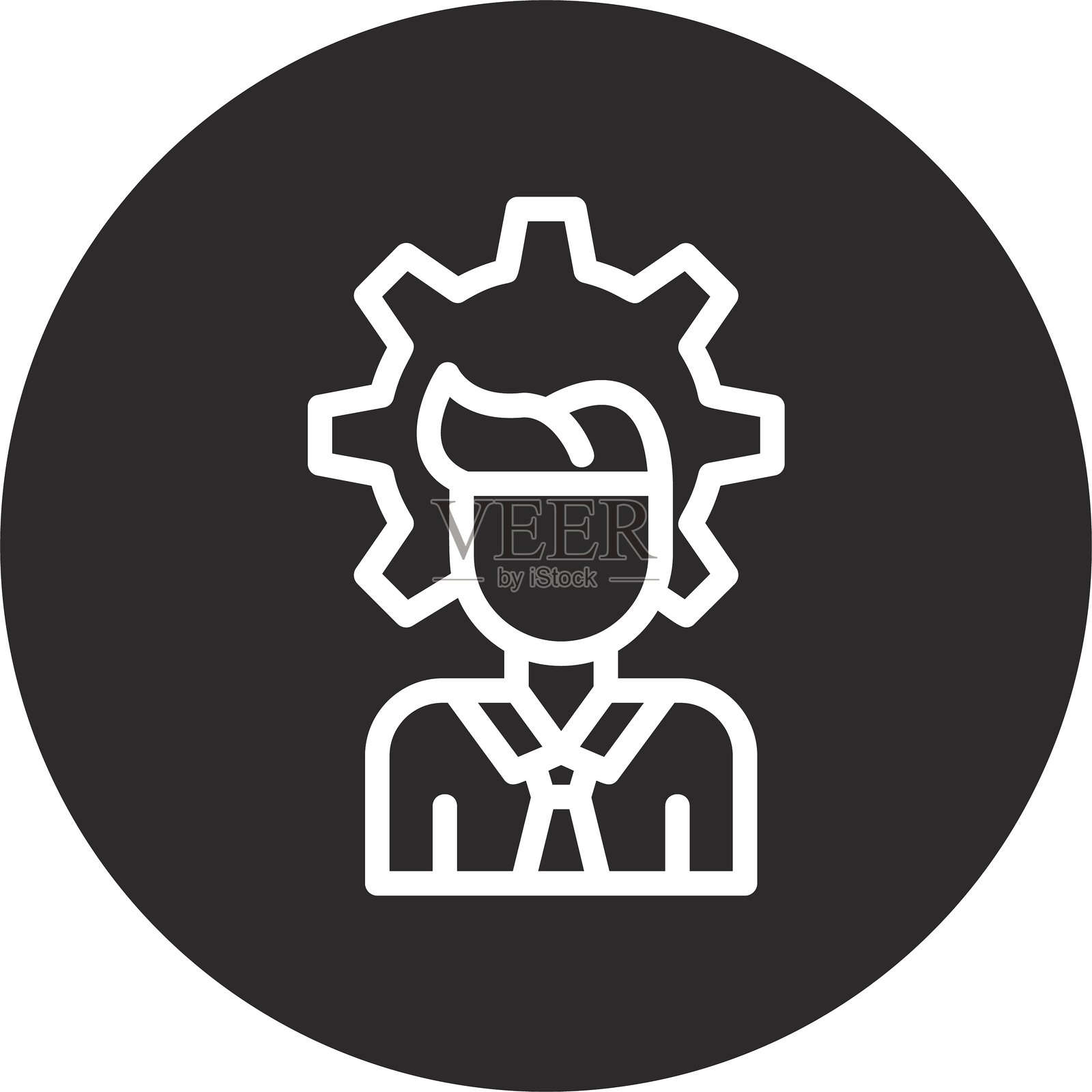 黑色倒置圆形监督者插画图片素材