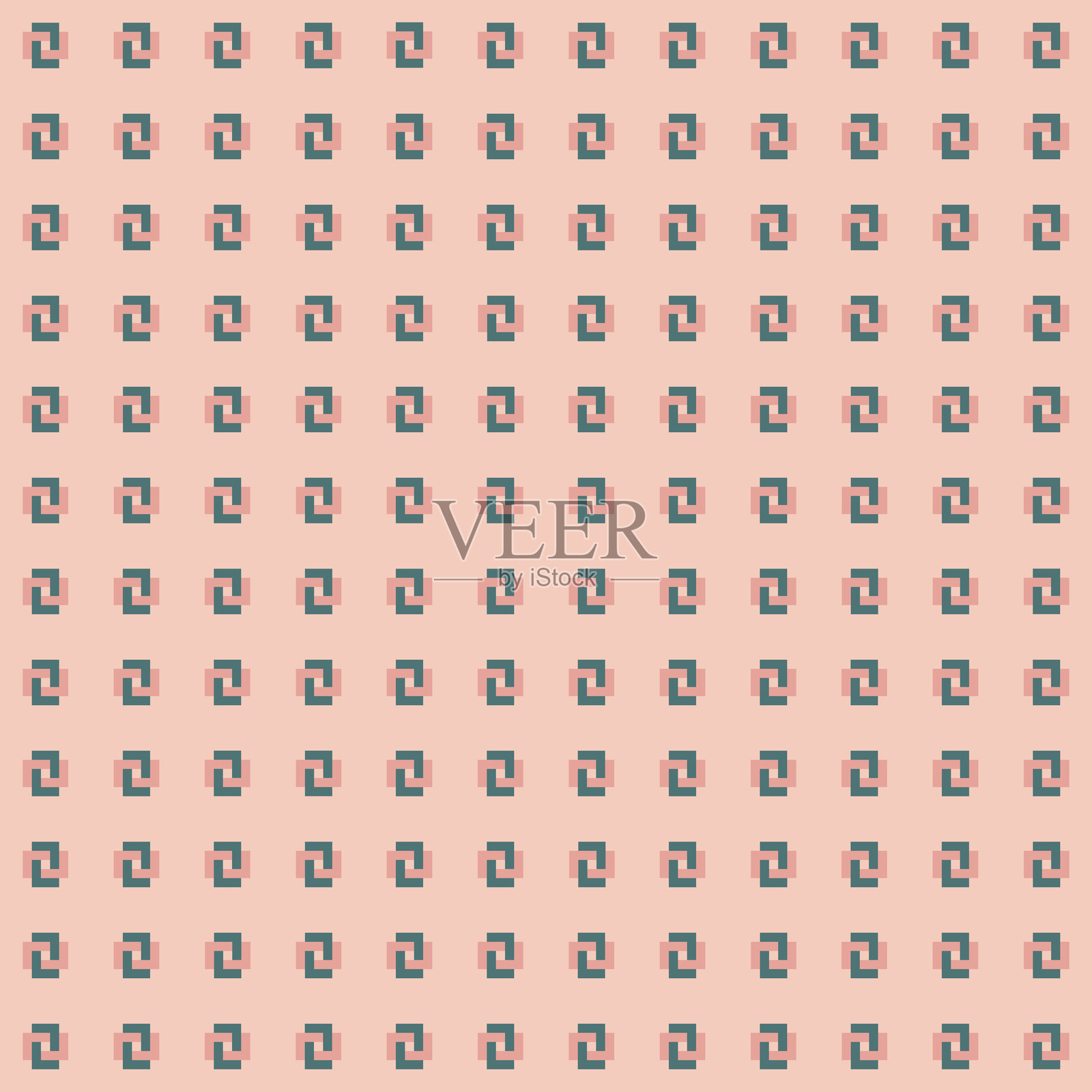 在淡粉色背景上,粉色和青绿色交错的矩形图案插画图片素材