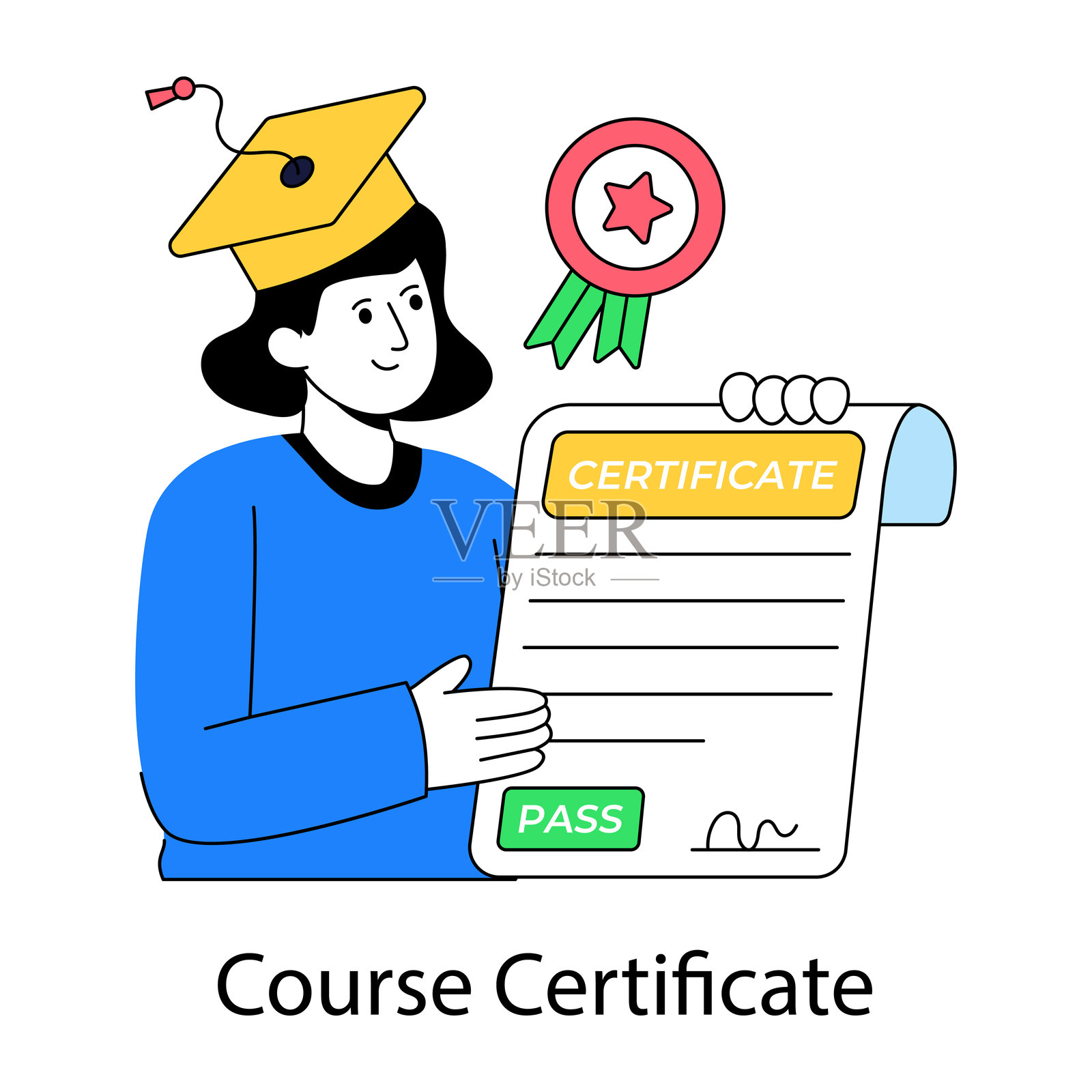 独特设计的课程证书插图插画图片素材