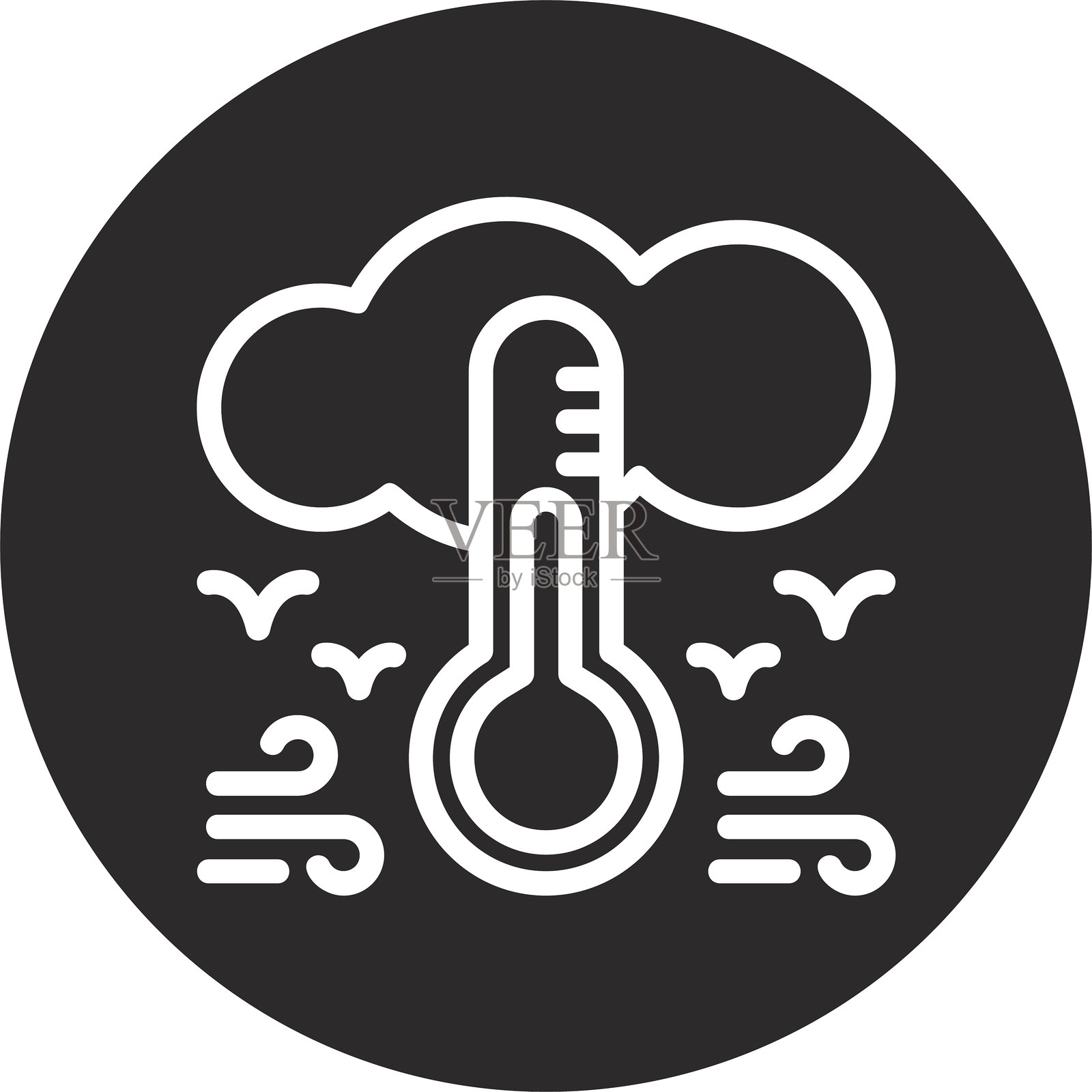 黑色倒圆形温度计插画图片素材