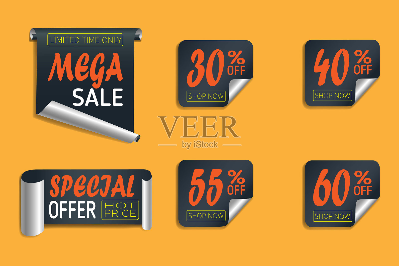 折扣贴纸收集,促销,超级折扣。插画图片素材