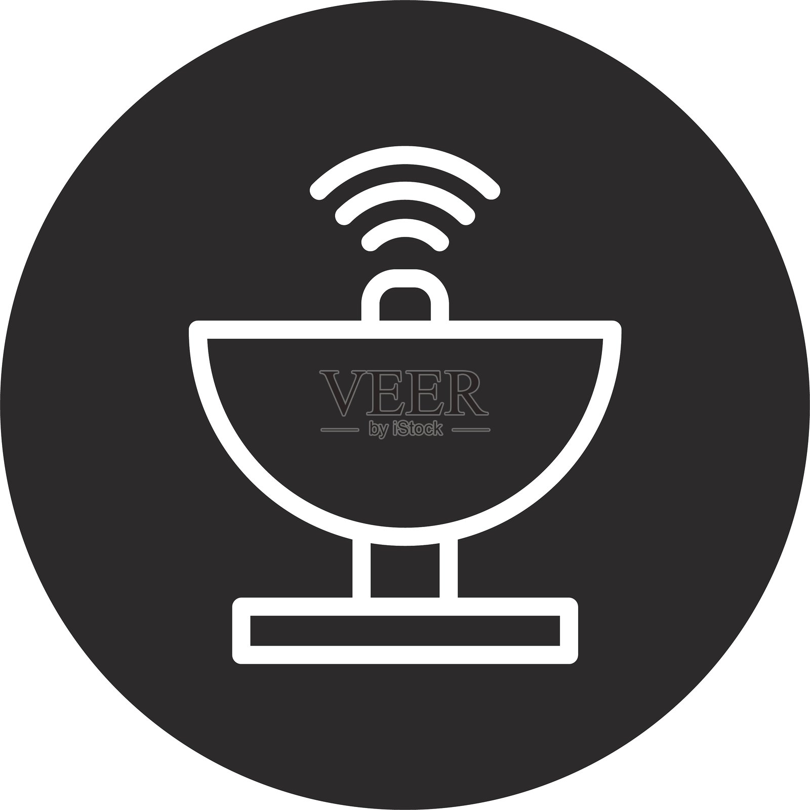 黑色倒圆形卫星天线插画图片素材