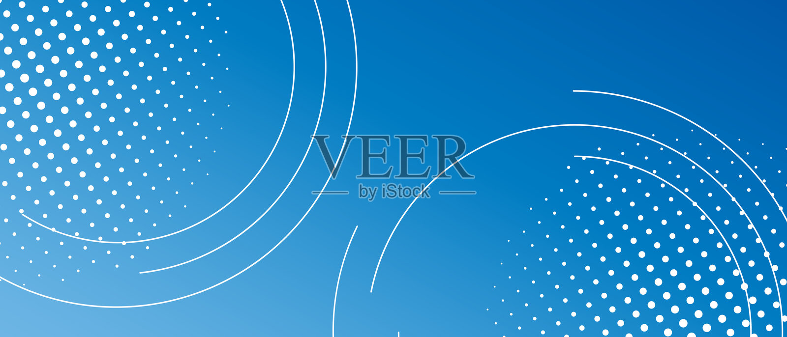 抽象蓝色背景,带有圆形线条和半色调效果插画图片素材