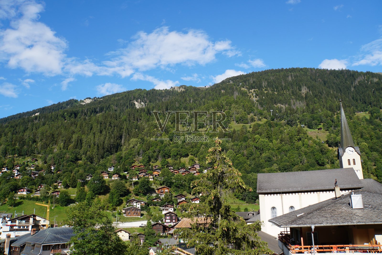 瑞士费施村的风景照片摄影图片