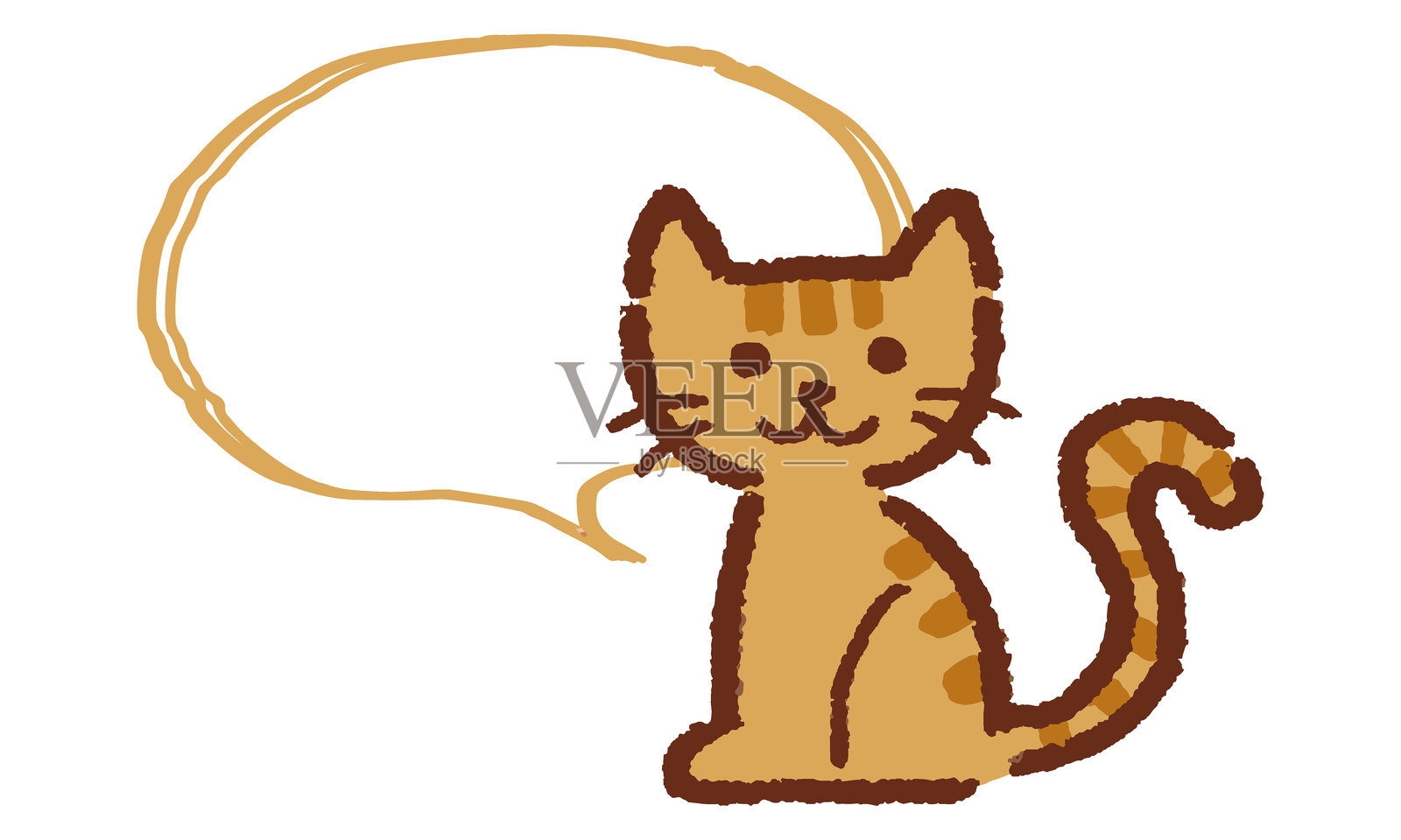 猫咪对话气泡素材,手绘风格,矢量插图。插画图片素材