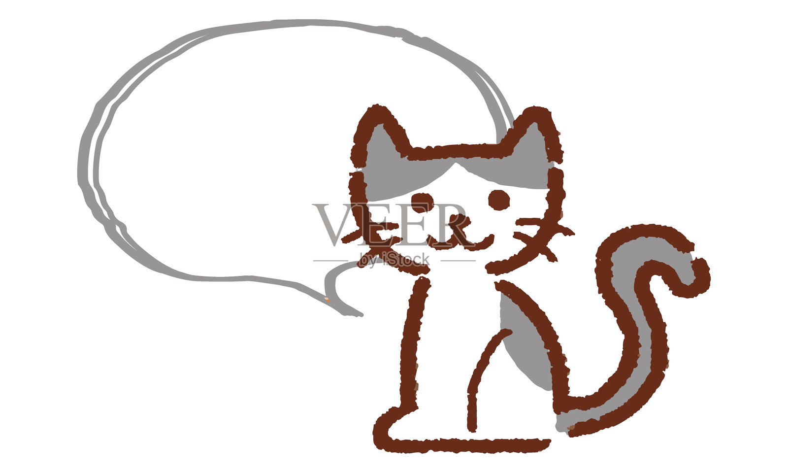 猫咪对话气泡素材,手绘风格,矢量插图。插画图片素材