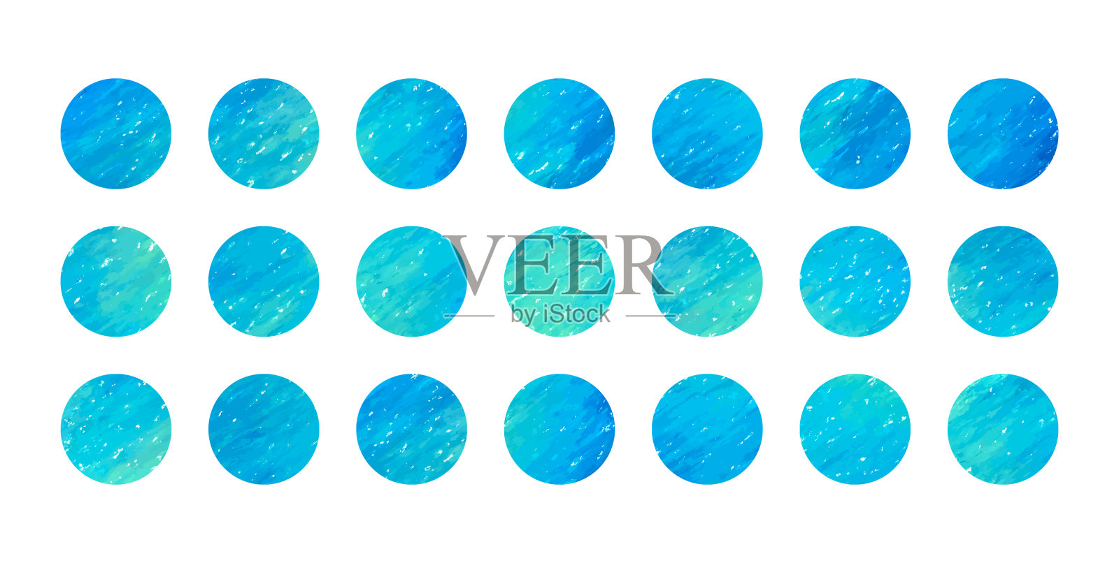 美丽的圆形纹理材料,涂成蓝色和浅蓝色,像水面一样。用于拼贴的矢量插图集。插画图片素材